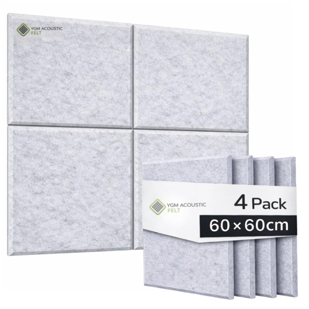 YGM Acoustic Foams® Luxury PET Felt Acoustic Self Adhesive Panels, 10 MM Thick, Sound Absorbing Panels for Wall | Room Noise Reducer & Sound Dampening (Marble White, 2x2 Foot - 4 Panels)