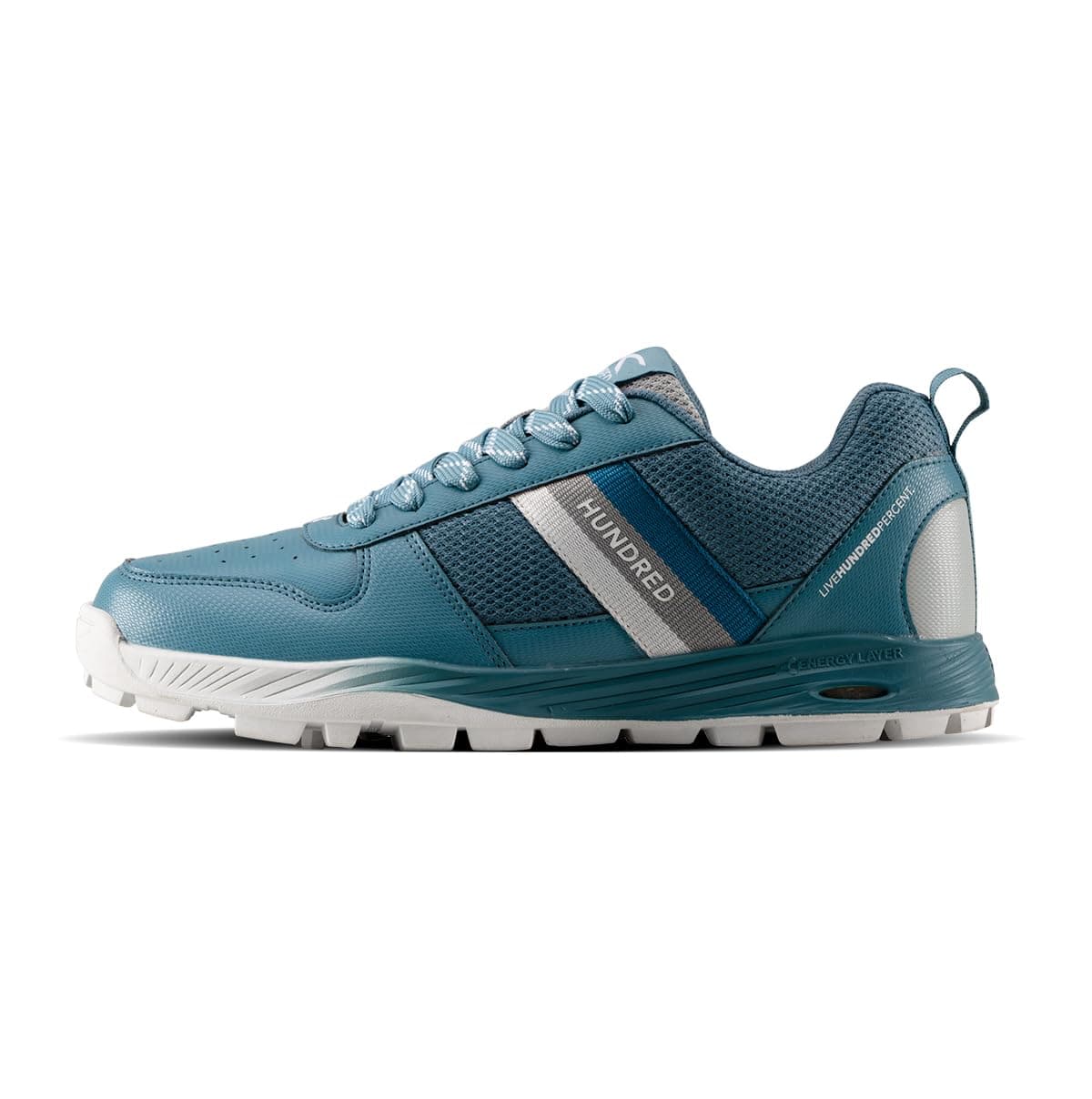 Hundred PitchStrike Cricket Shoes|Multi-Surface Grip with TerraSpike Outsole|Energy Layer Midsole|Lightweight, Breathable | Ideal for Turf, Ground & Hard Surfaces (Light Blue/White;UK 10)