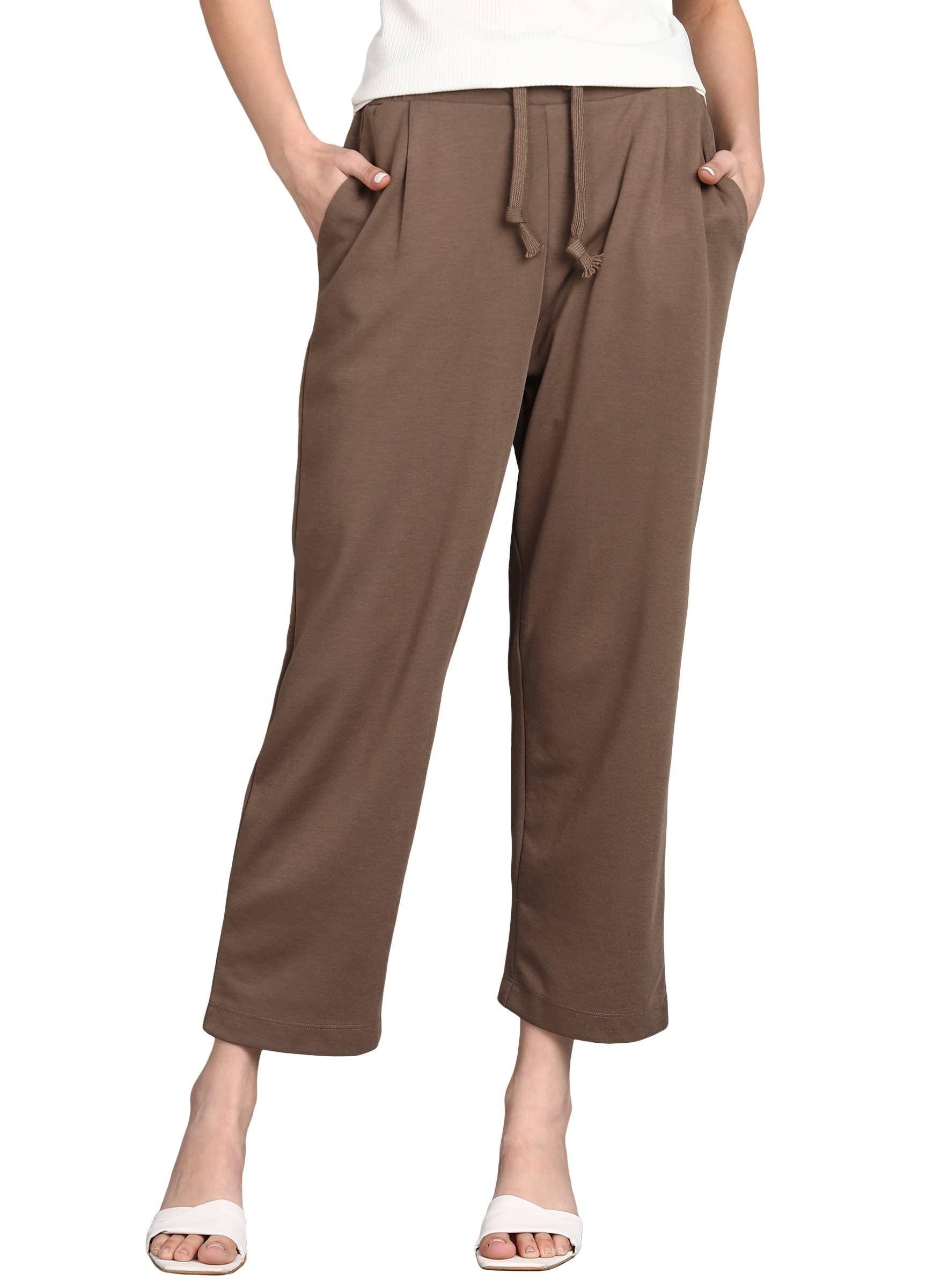 Alan Jones Clothing Women Relax Fit Ankle Length Trouser Jogger | Casual Lounge & Travel Wear (Beige_3XL)
