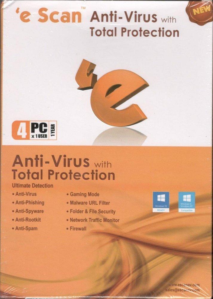 eScan Anti-Virus with Total Protection Version 11 - 4 PC, 1 Year (CD)