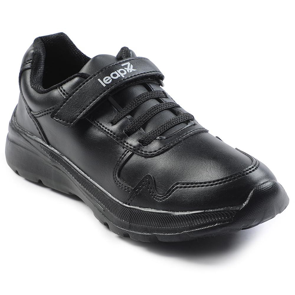 Liberty Leap7x SCHLPRO-3 Uniform School Shoes for Kids with EVA Sole | PU Upper Quick-Wear Velcro Closure | Stylish & Lightweight | Comfortable Footbed | Memory Foam Insole (Black - 6 UK)