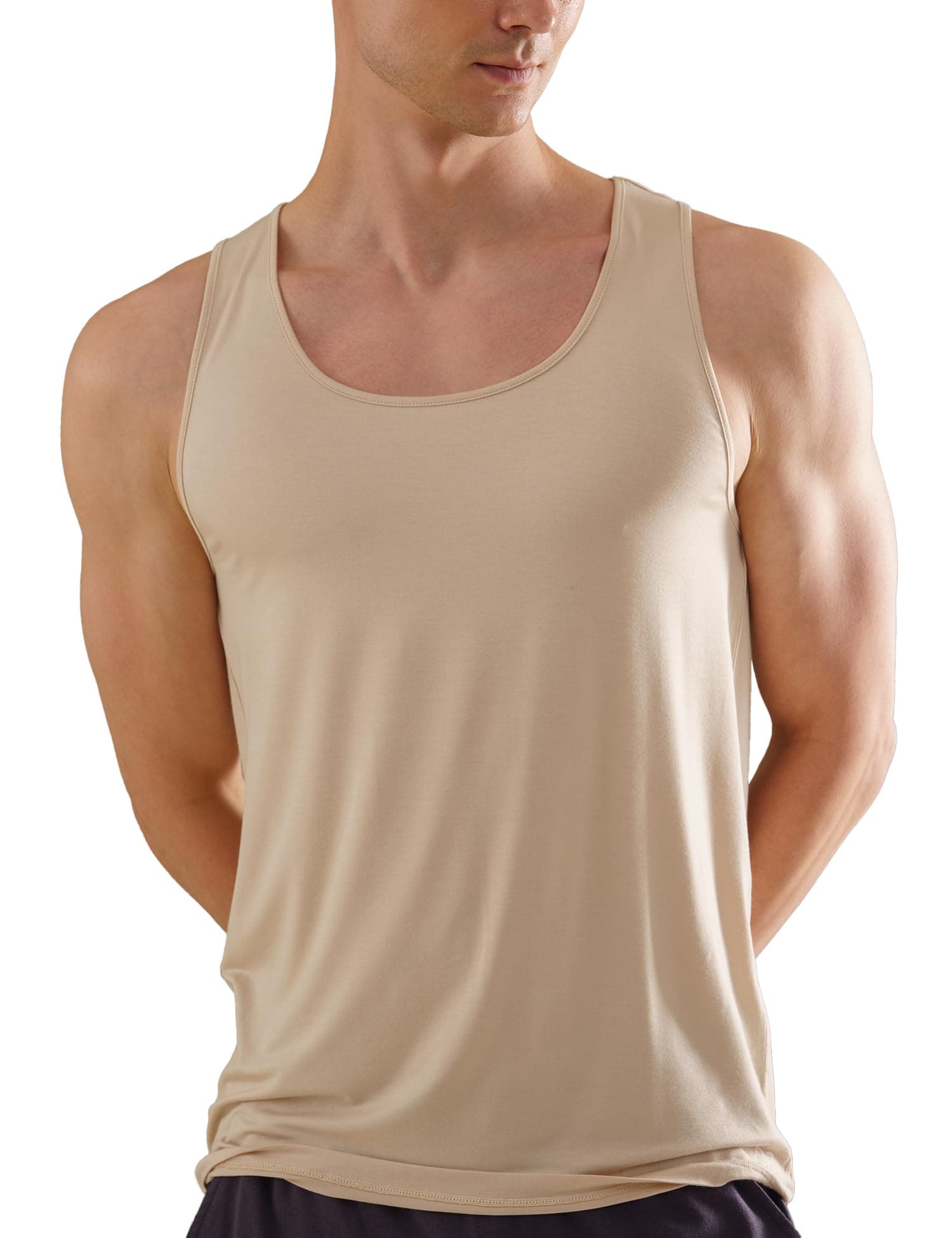 DAMENSCH Neo-Skin Round Neck Anti-Bacterial Bamboo Vest-Shifting Sand-l
