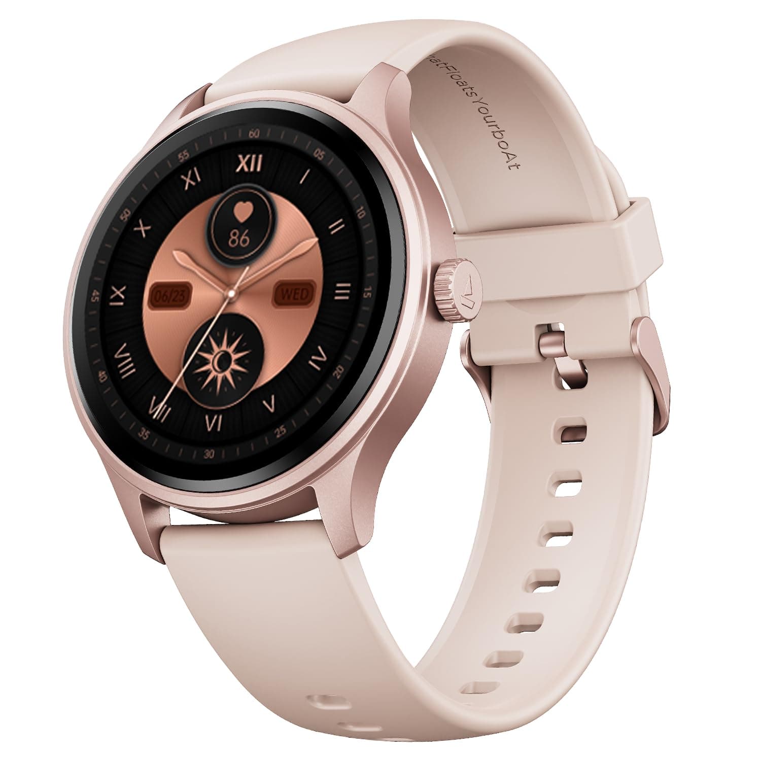 boAt Lunar Discovery Neo, 1.39" (3.5 cm) Round HD Display, Premium Metallic Finish, Animated Watchfaces, 100+ Sports Mode, Bluetooth Calling, Smart Watch for Men & Women (Cherry Blossom)
