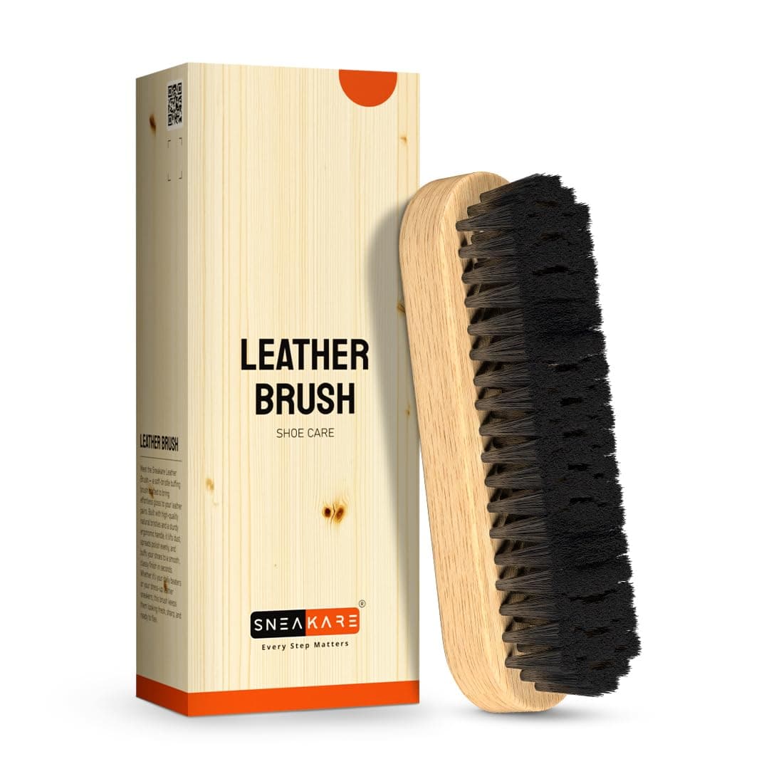 Sneakare Leather Shoe Care Brush with Natural Wood Handle & Nylon Bristles