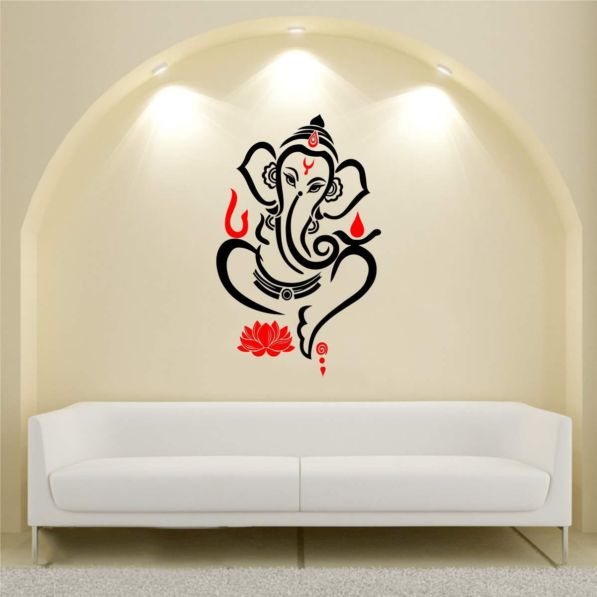 Decal O Decal ' Lord Ganesha with Lotus ' Wall Stickers