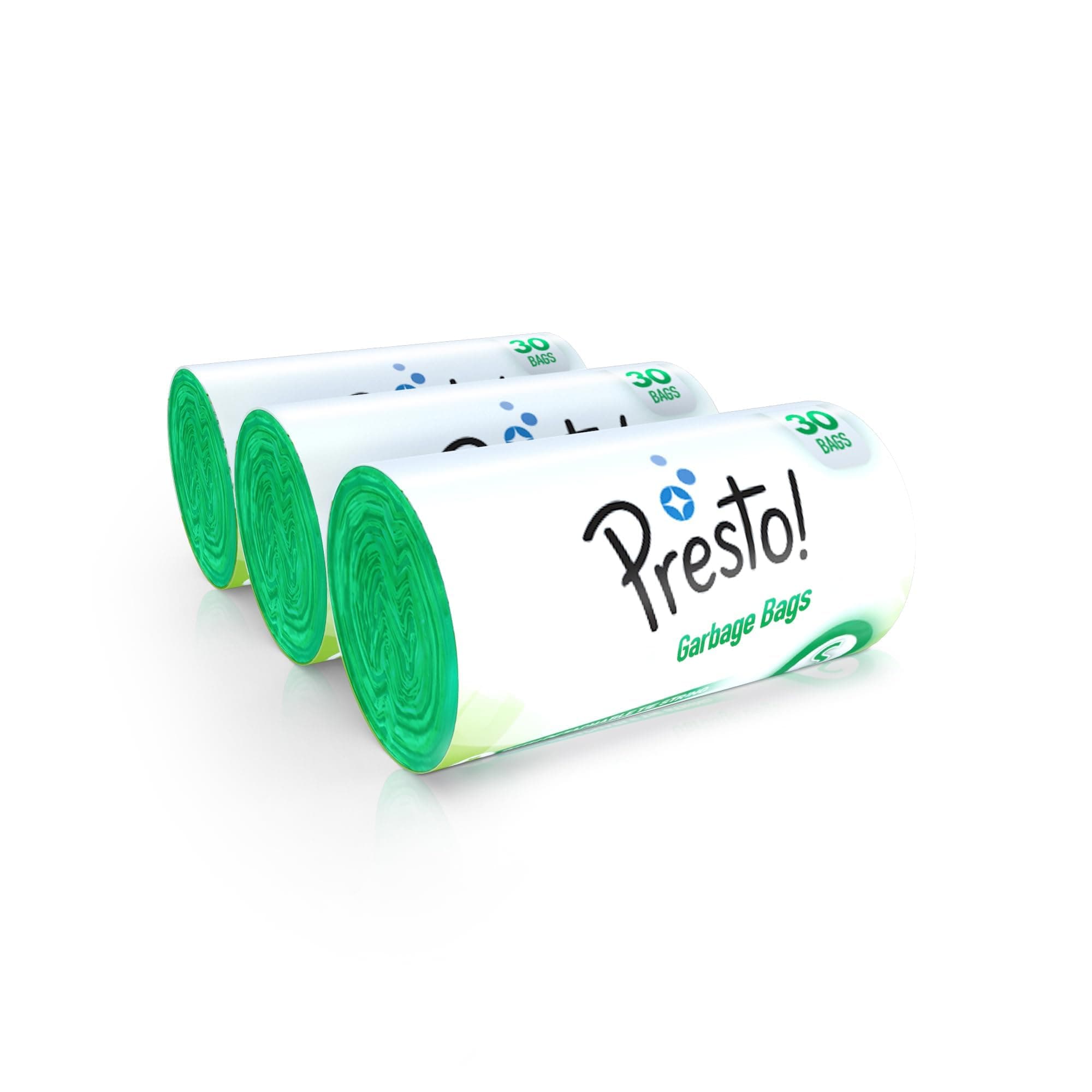 Amazon Brand - Presto! Garbage Bags | Small | 90 Count | 30 Bags x 3 Rolls | 17 x 19 Inches | For Wet Waste | Green