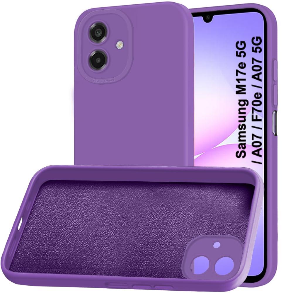 TheGiftKart Liquid Silicon Back Cover Case for Samsung Galaxy M17e 5G / A07 / F70e / A07 5G | Stylish Camera Protection Module | Micro-Fibre Lining Inside | Shockproof Cover Case (Silicone, Purple)