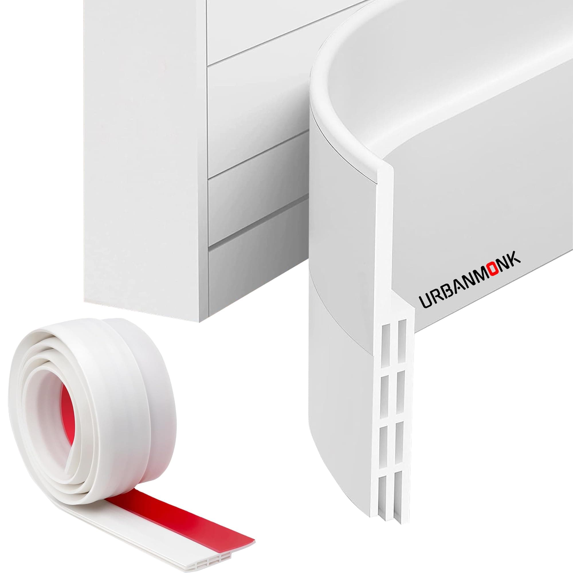 URBANMONK 39 Inch Silicon Door Bottom Sealing Strip | Self Adhesive Door Gap Filler Rubber | Doors Bottom Sealing Strip Guard | Protector from Cockroach, Insect, Bugs, Air & Dust | White