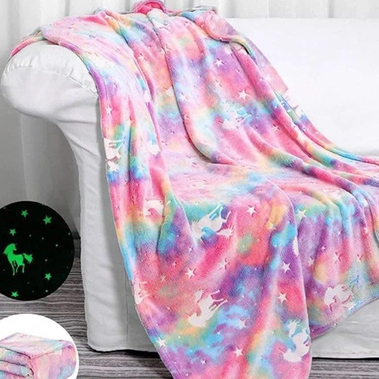 TONY STARK ULTRAAGLOW Glow in The Dark Blanket for Kids (0-15 Years, 200x152 Cm) Soft Flannel Fleece Throw, Cozy & Warm All-Season Radium Blanket, for Boys & Girls (Mixed Pink Horse)