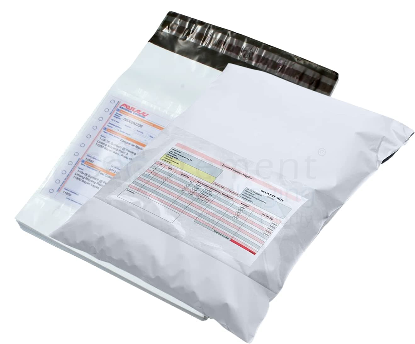 Securement Courier Bags with Pod - 55 Microns Ecommerce Packaging, Envelopes, Pouches & Covers -, 24 x 26 Inch, White and Black, Pack of 100