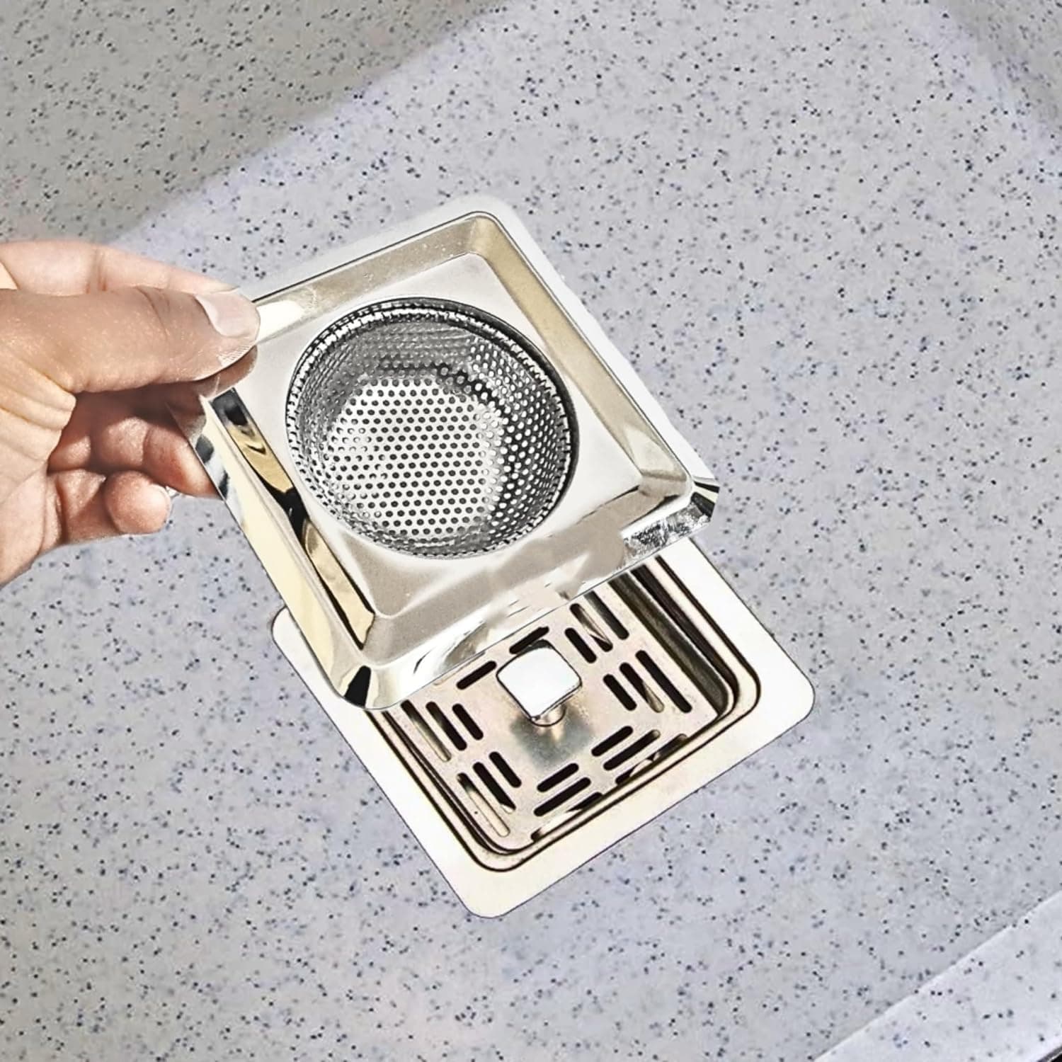 Decorcrafts Sink Strainer Kitchen Drain Basin Basket Filter Stopper Drainer (Square Steel Jali)