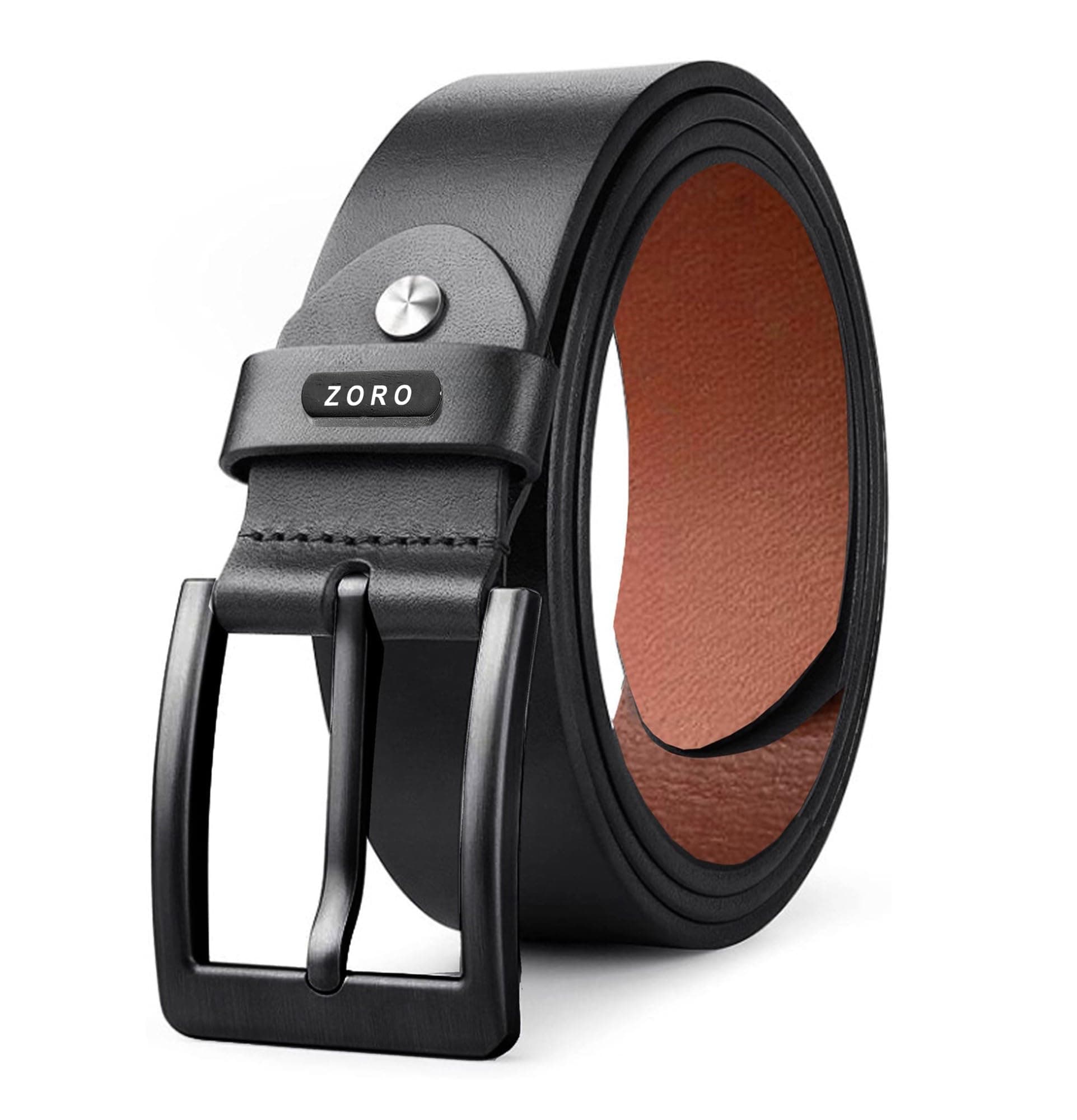 ZORO Men's Genuine Leather Belt for Men | Casual/Formal | Black | Size - 42
