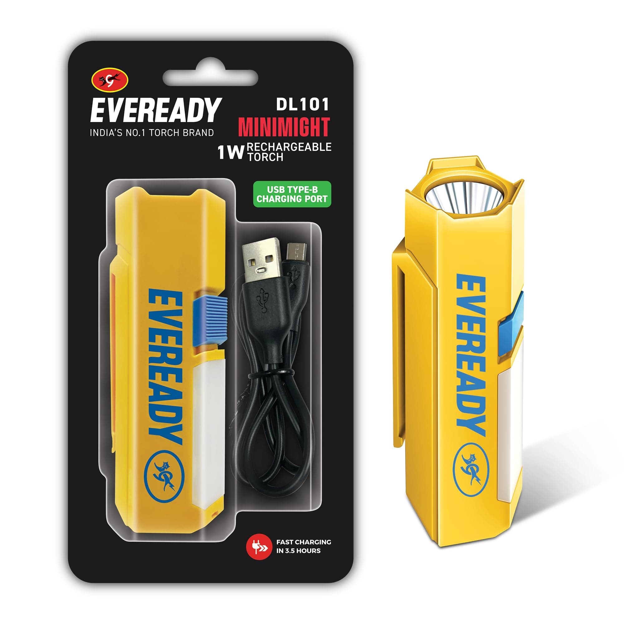 EVEREADY DL 101 Minimight, 1W Rechargeable Emergency Torch + 2W Sidelight