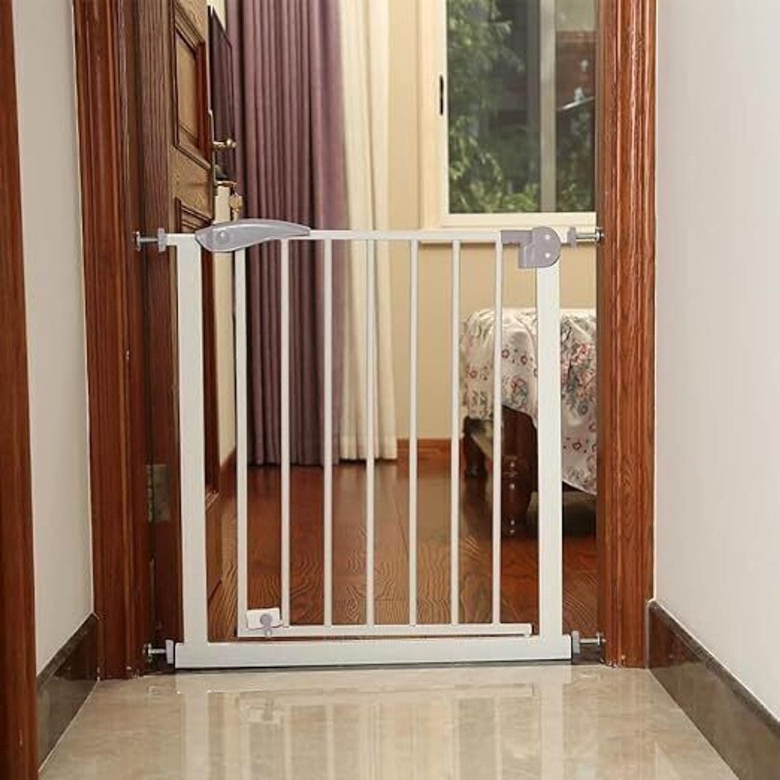 Safe-O-Kid® Baby Safety Gate (75-95 cm) – 1+2 Years Warranty, 1-Year Manufacturer + 2-Year Comprehensive, Adjustable Durable Metal Child Gate for Kids & Dogs, Auto-Close, Secret Lock, No Drill