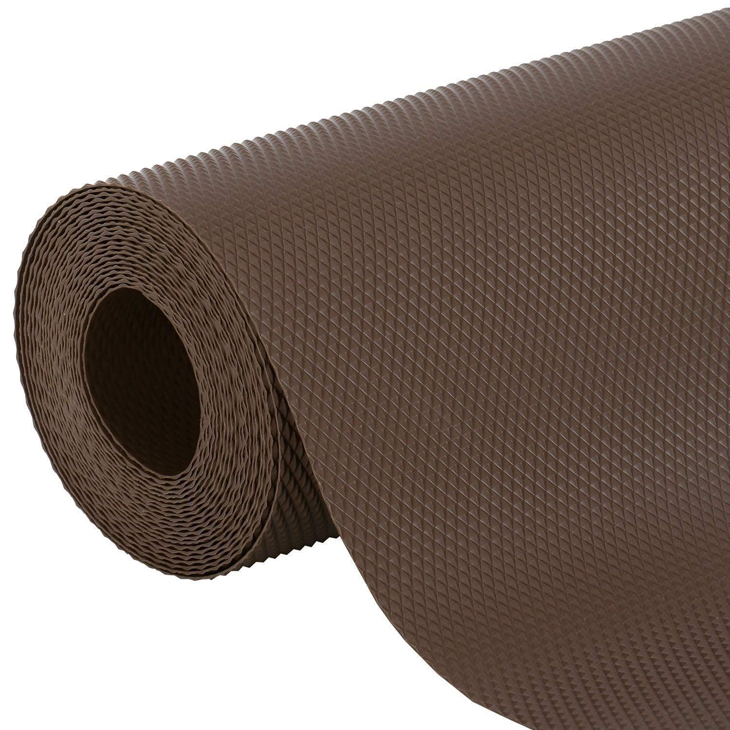 KAYJEN (45Cmx5M) Coffeebrown Food Grade EVA Solid Anti Slip Matsheet For Fridge, Kitchen, Drawer, Shelf Liner, Table (Diamond Texture, Coffeebrown)