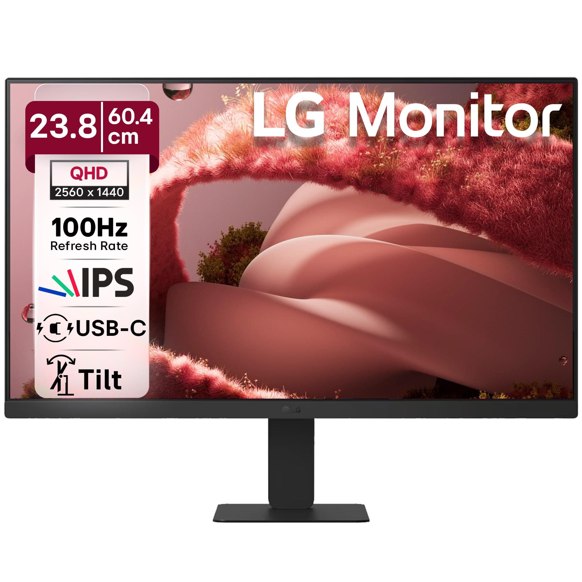 LG 24U631A 60.4 cm (23.8 Inch) QHD (2560x1440) IPS PC Monitor with 100Hz, 5ms (GtG) HDR10, Flicker Safe, Reader Mode, HDMI, USB-C, Anti-Glare, 3-Side Virtually Borderless Design, sRGB 99% (Black)
