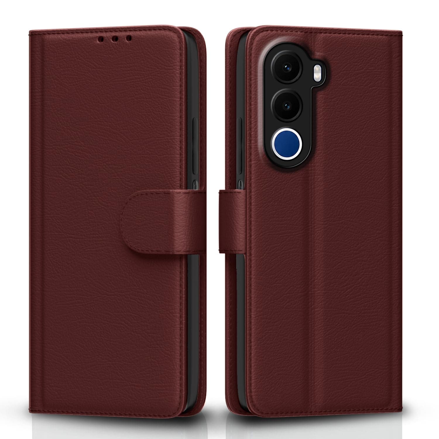 Pikkme Flip Cover for Realme C100x Leather Finish | Inside TPU with Card Pockets | Wallet Stand and Shock Proof | Complete Protection Flip Case (Brown)