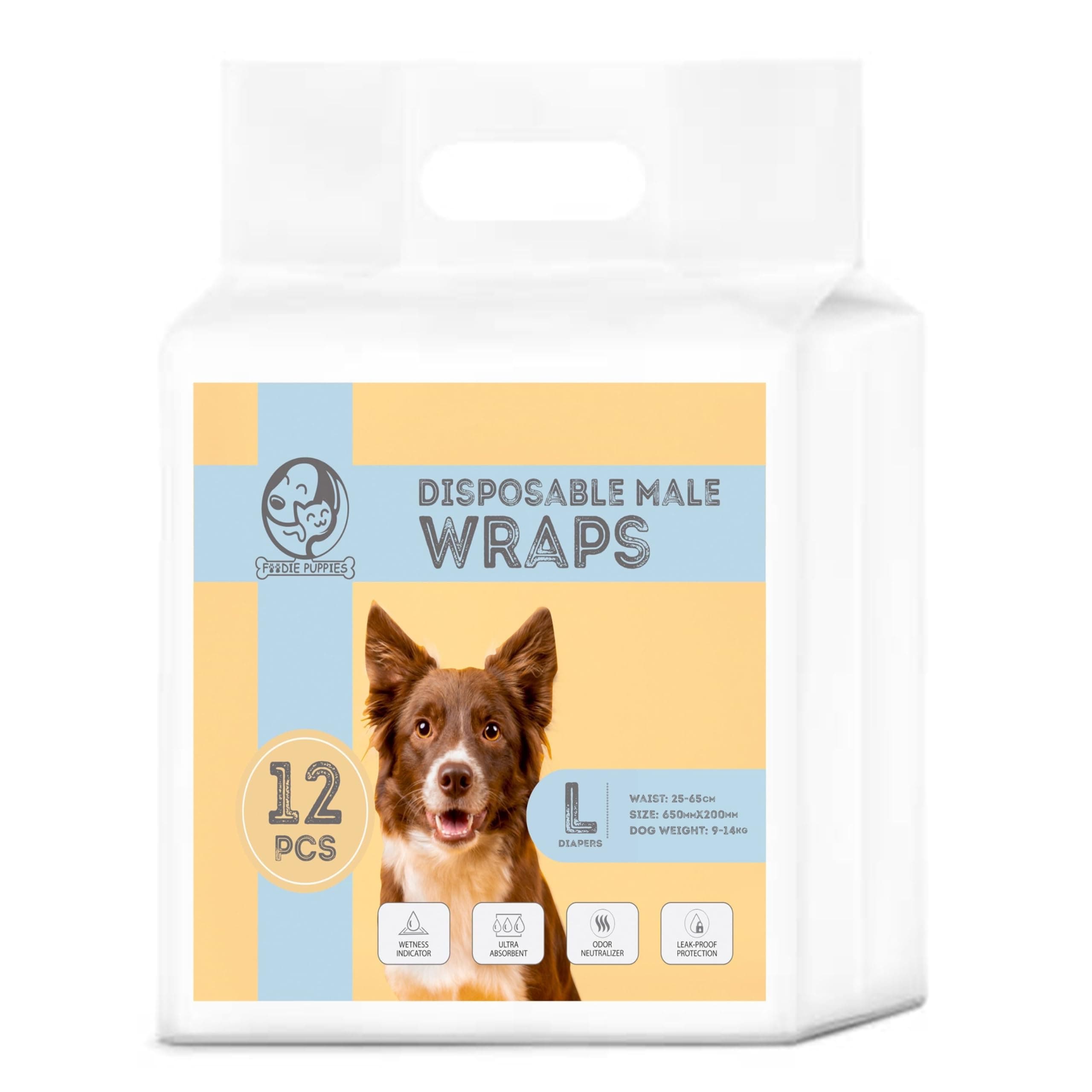 Foodie Puppies Pets Disposable Diapers for Male Dog - (12Pcs, Large) | Diaper Pants/Sanitary Cotton Underwear Nappy | Leak-Proof, Ultra-Absorbant | Daily and Travelling Purpose