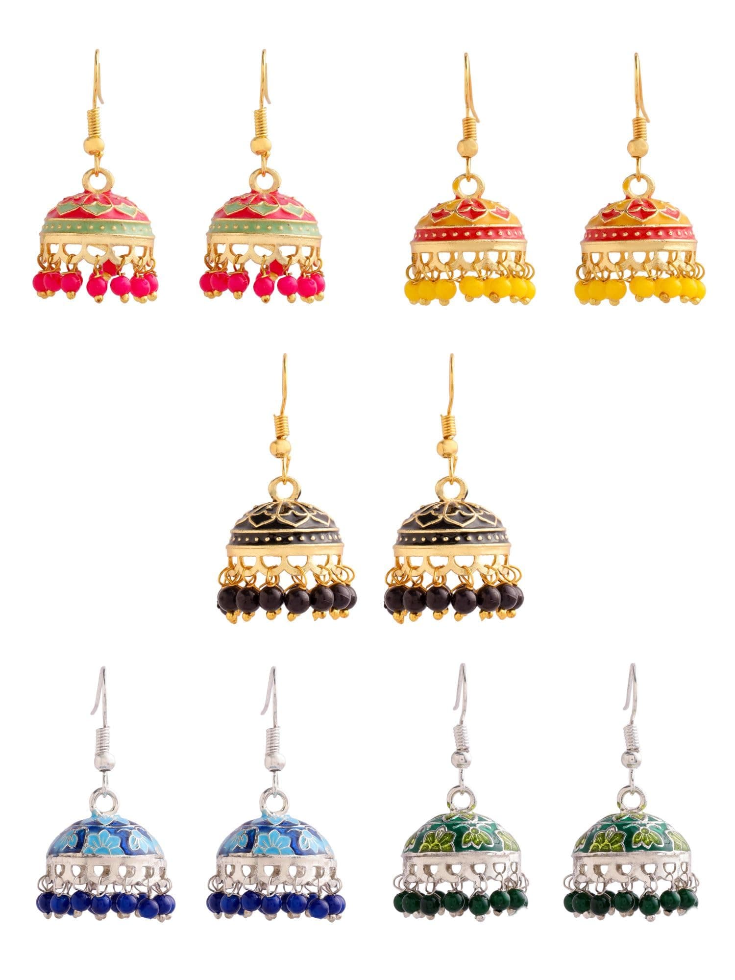 Qiroko Gulnaar Collection | Jhumka For Women Ethnic Meenakari Traditional Enamel Pearl Jhumki Earrings Set For Women And Girls | Multi-Colour | Anniversary Birthday Gifts