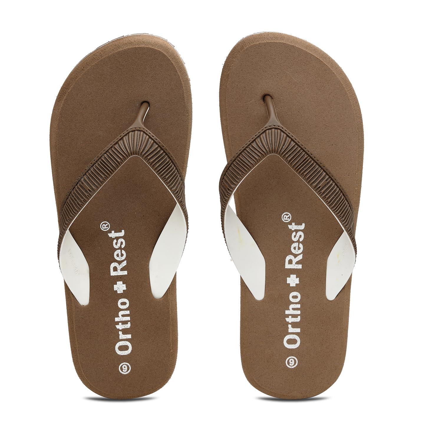 Ortho + Rest Doctor Slippers for Women Orthopedic Non Slip Lightweight Comfortable Flat Casual Stylish Dr Chappals and House Flip flops For Ladies and Girl’s Brown 6