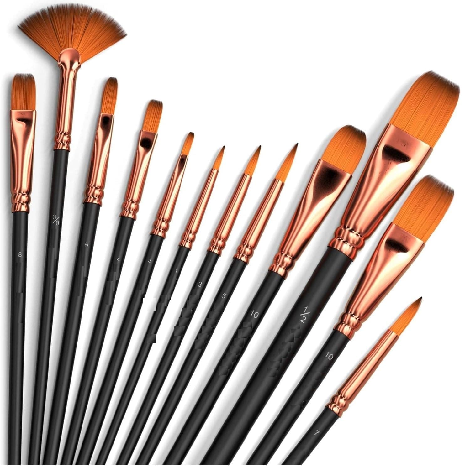 Eclet Set of 12 Professional Artist Paint Brush for Kids, Adults Fabulous for Canvas, Watercolor & Fabric - for Beginners and Professionals - Great for Water, Oil or Acrylic Painting