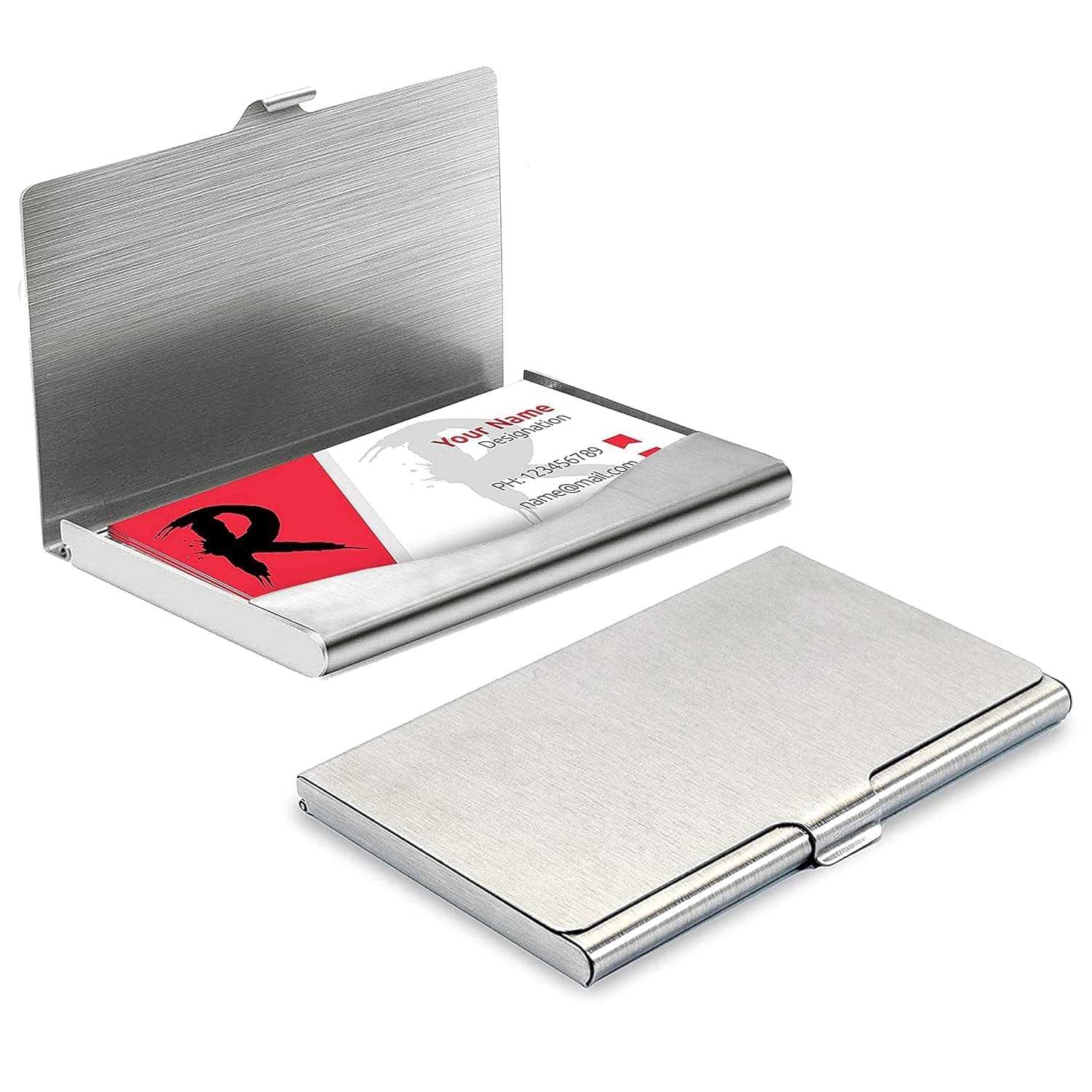 Storite Men's & Women's Stainless Steel Card Case Holder - Silver