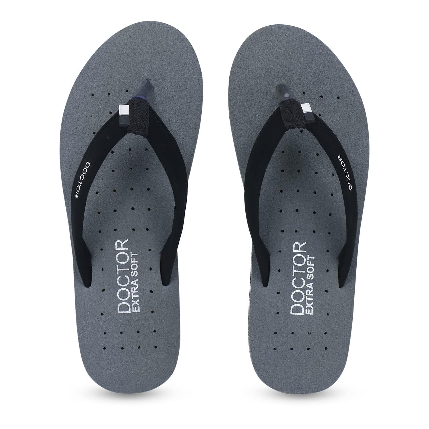DOCTOR EXTRA SOFT House Slipper For Women's Care Dr Orthopaedic Super Comfort Fitting Flat Cushion Chappal Flip-Flop For Womens & Girls Or-D-19-Grey-10 UK
