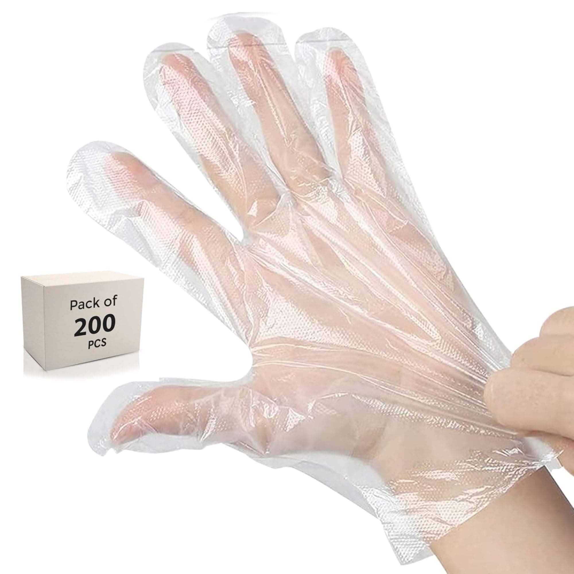 Robustt Disposable Hand Gloves - Transparent (200 Pcs) | Reusable, Anti Bacterial Food Safe Gloves For Hair-dye, Clinics, Hotels, Salons, Kitchen (Universal Fit)