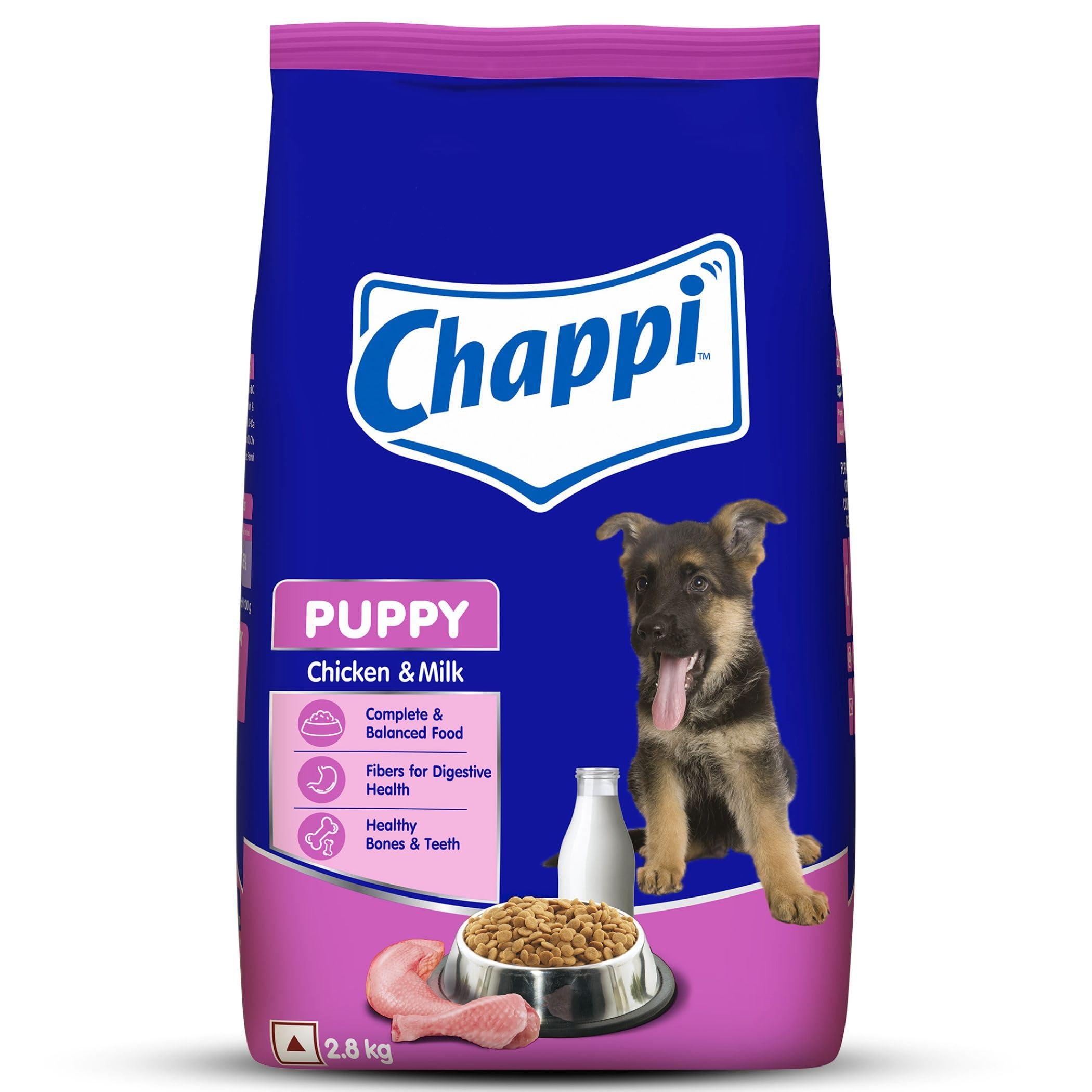 Chappi Puppy Dry Dog Food, Chicken & Milk, 2.8 kg, Complete and Balanced Food for Puppies