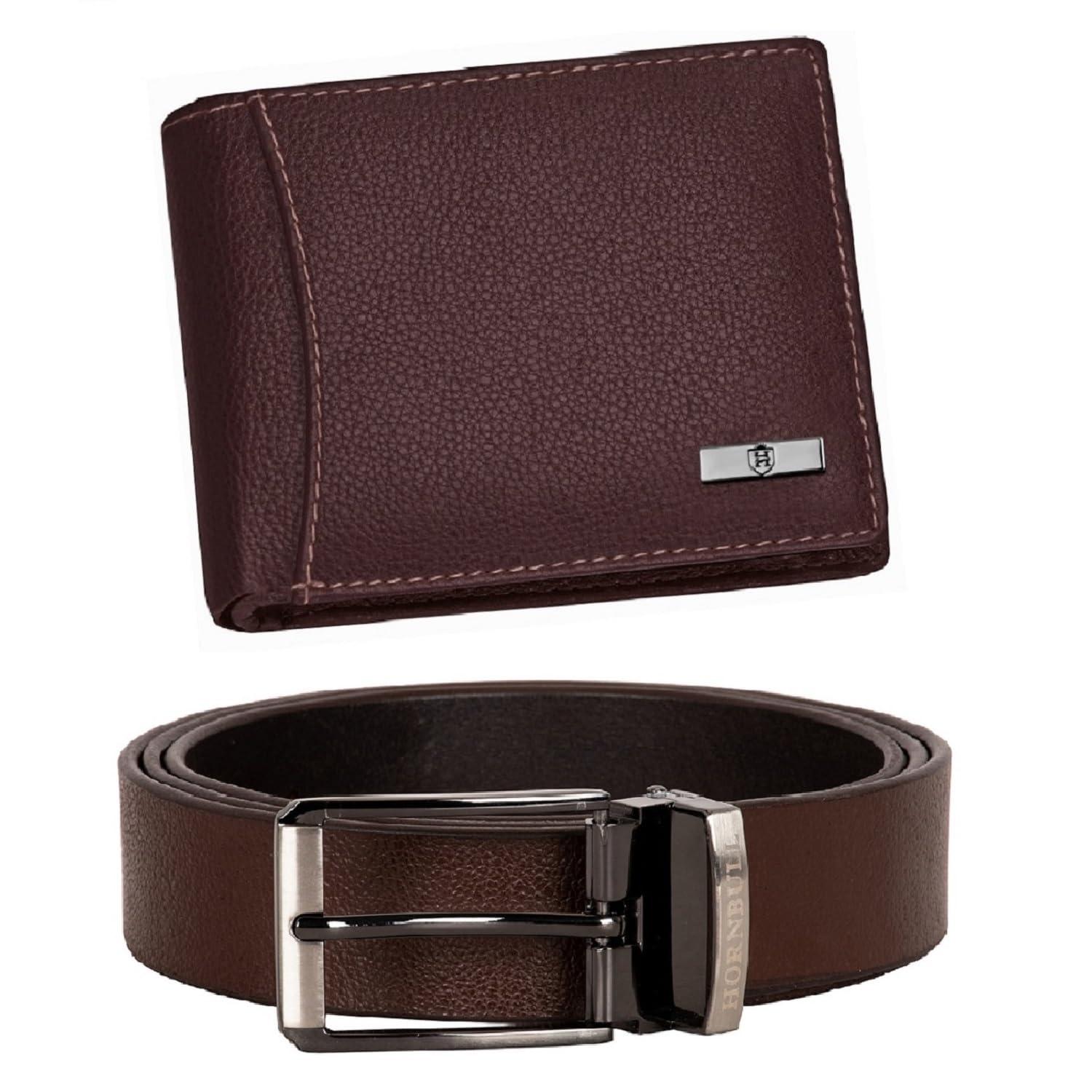 HORNBULL Smart Combo Gift Set for Men | Brown Wallet and Brown Belt Mens Combo | RFID Mens Wallet BW9295