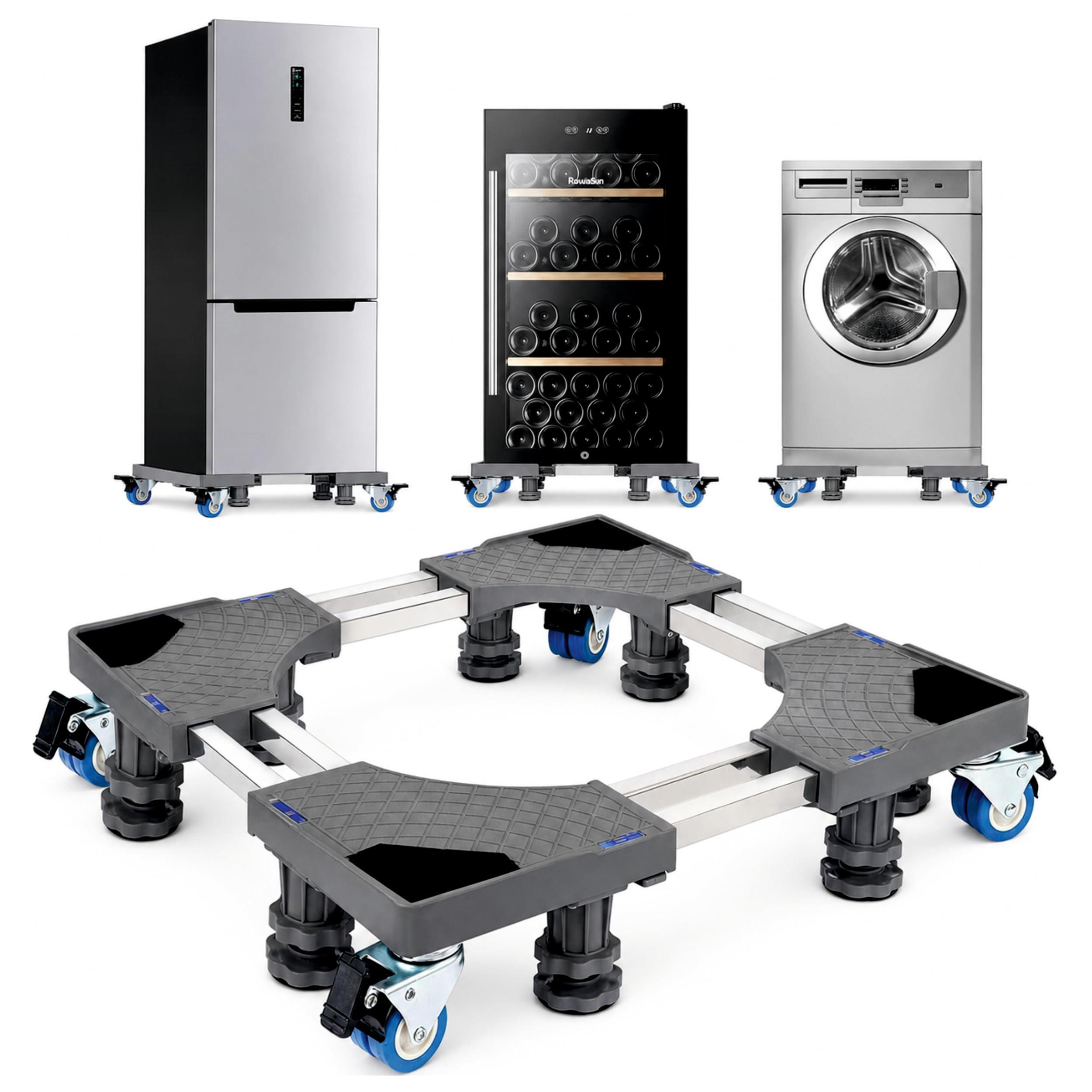 JIALTO Adjustable Washing Machine Stand Trolley for Front & Top Load (8-15 KG), Heavy Duty, Stainless Steel Double Pipe Base, 300 KG Capacity, Anti-Vibration, 360° Swivel Wheels & Non-Slip Pads (Grey)
