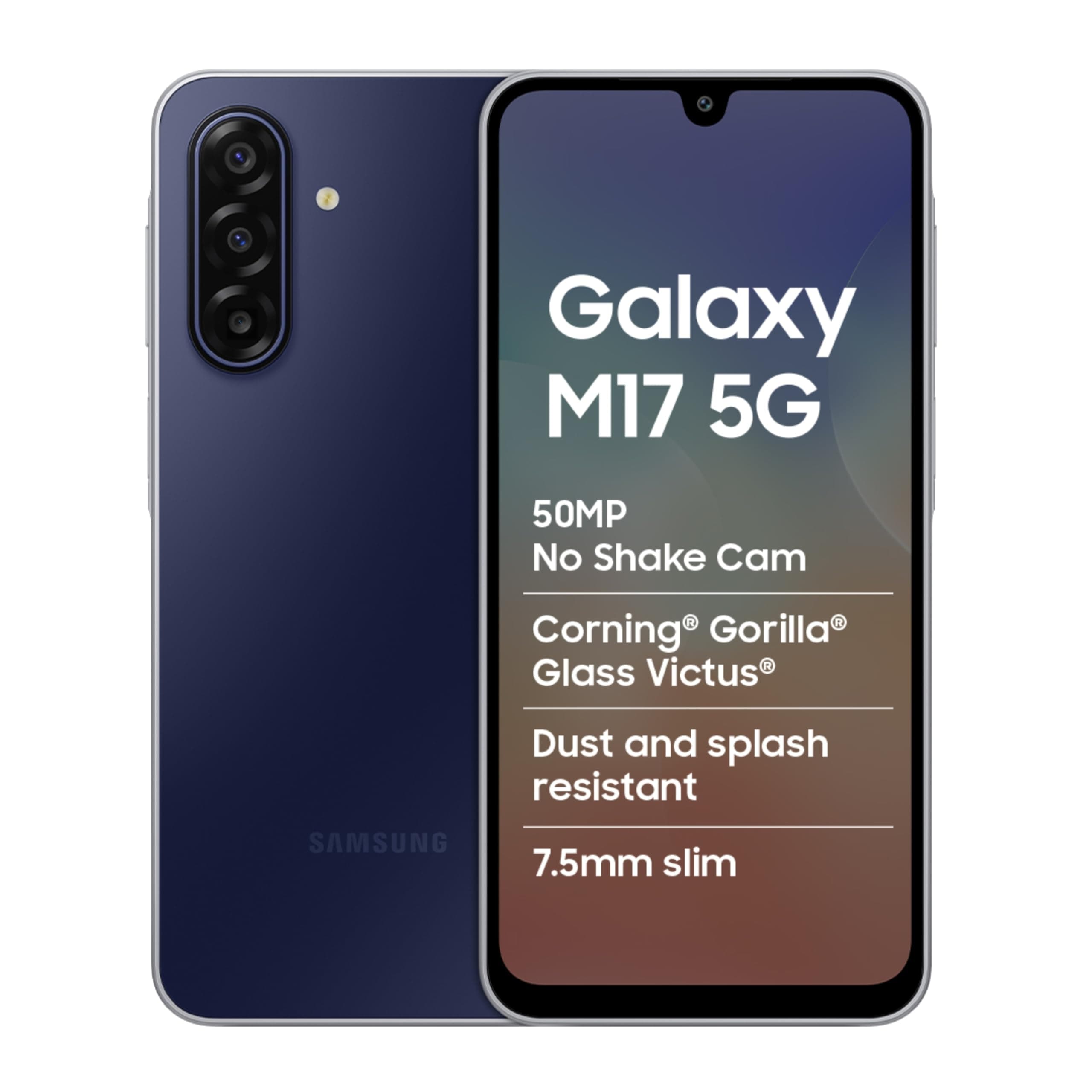 Samsung Galaxy M17 5G Mobile (Sapphire Black, 6GB RAM, 128GB Storage) | 50MP OIS Triple Camera | Gorilla Glass Victus | IP54 | 6 Gen OS Upgrades | AI | Gemini Live | Lag-Free Gaming | Without Charger