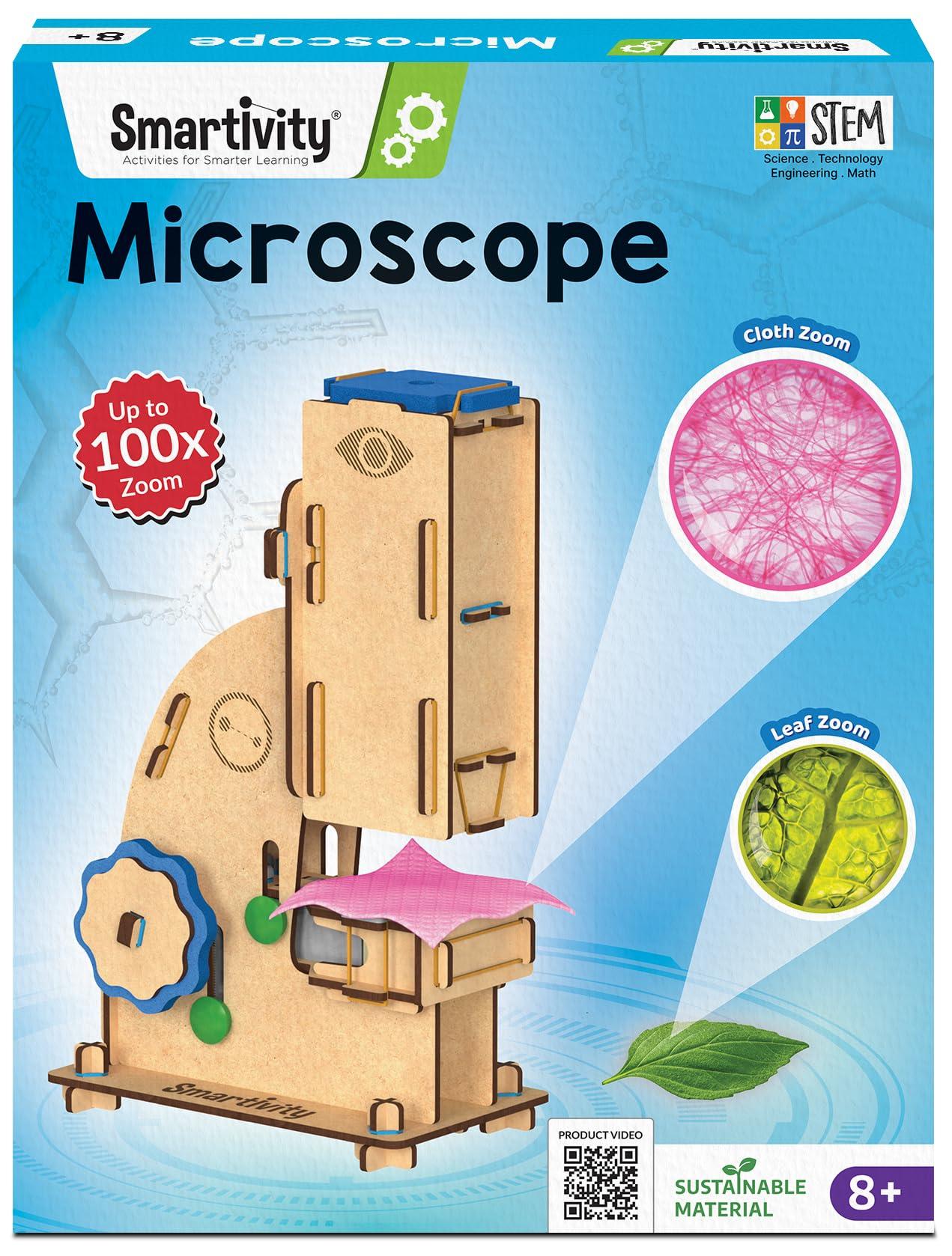Smartivity DIY Microscope 100x Zoom STEM Toy for Kids 8-14
