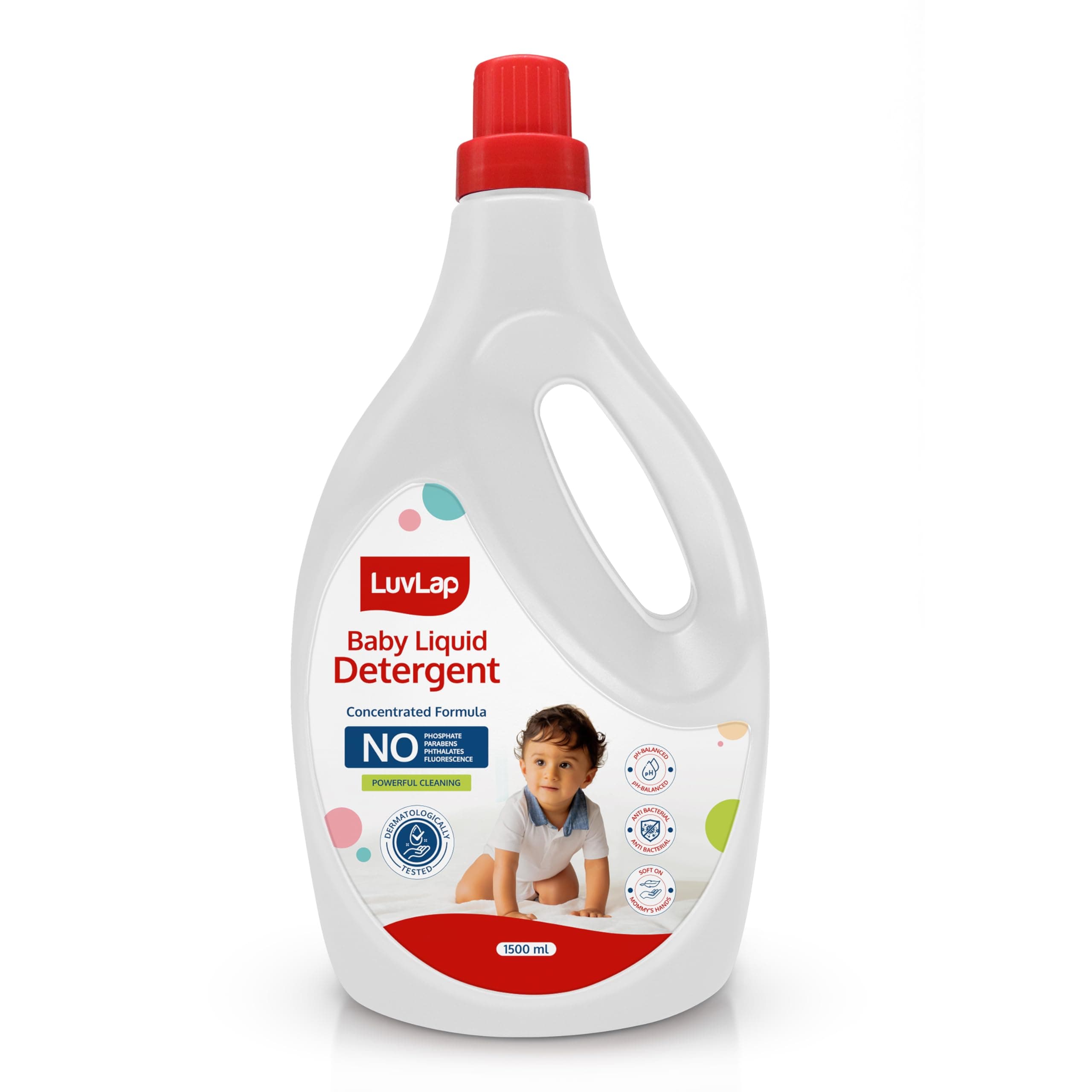 LuvLap Baby Laundry Detergent 1500ml, pH Balanced, No harsh chemicals, Safe for mommy's hands & baby's skin, Anti-Bacterial, Softens clothes & Removes Stains & Odour, Dermatologically tested Liquid