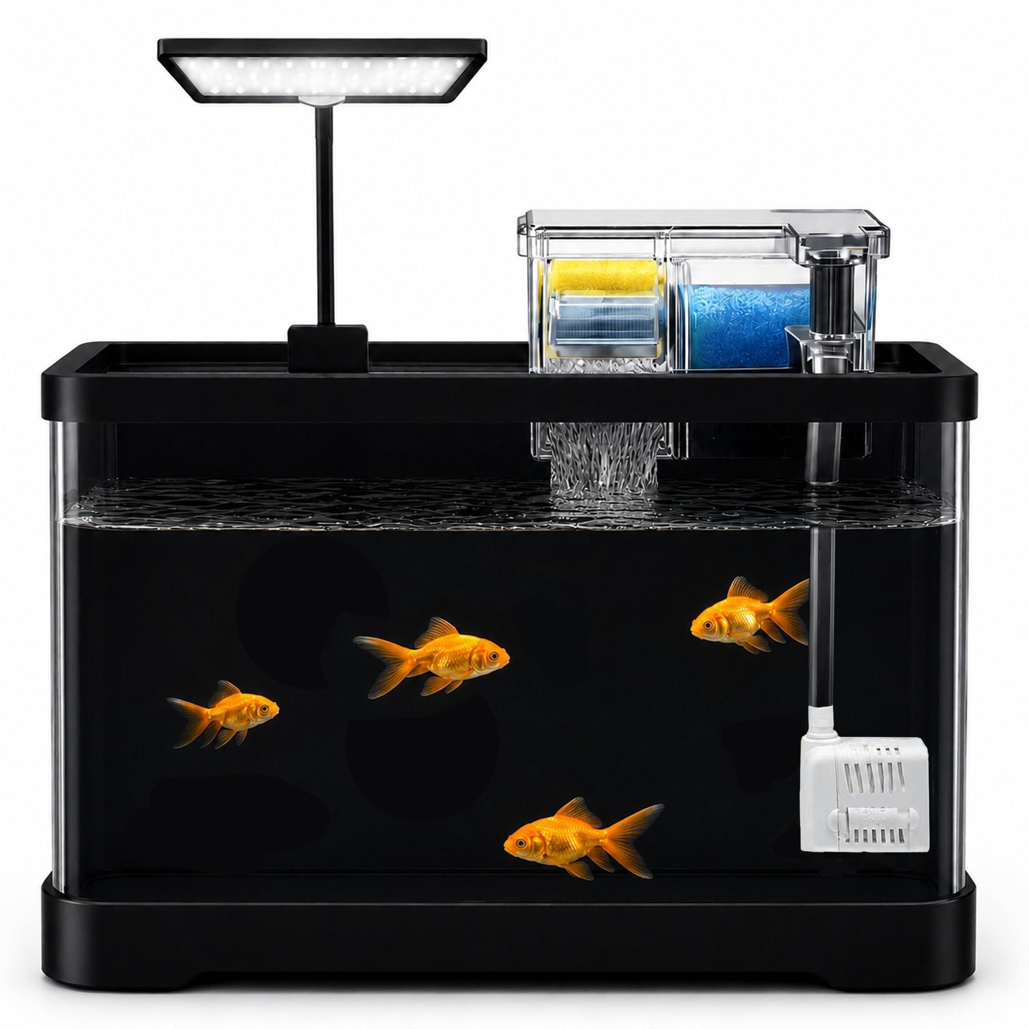 Buraq Pets Fish Tank All in One Kit | Bio Top Filter & WRGB LED Light