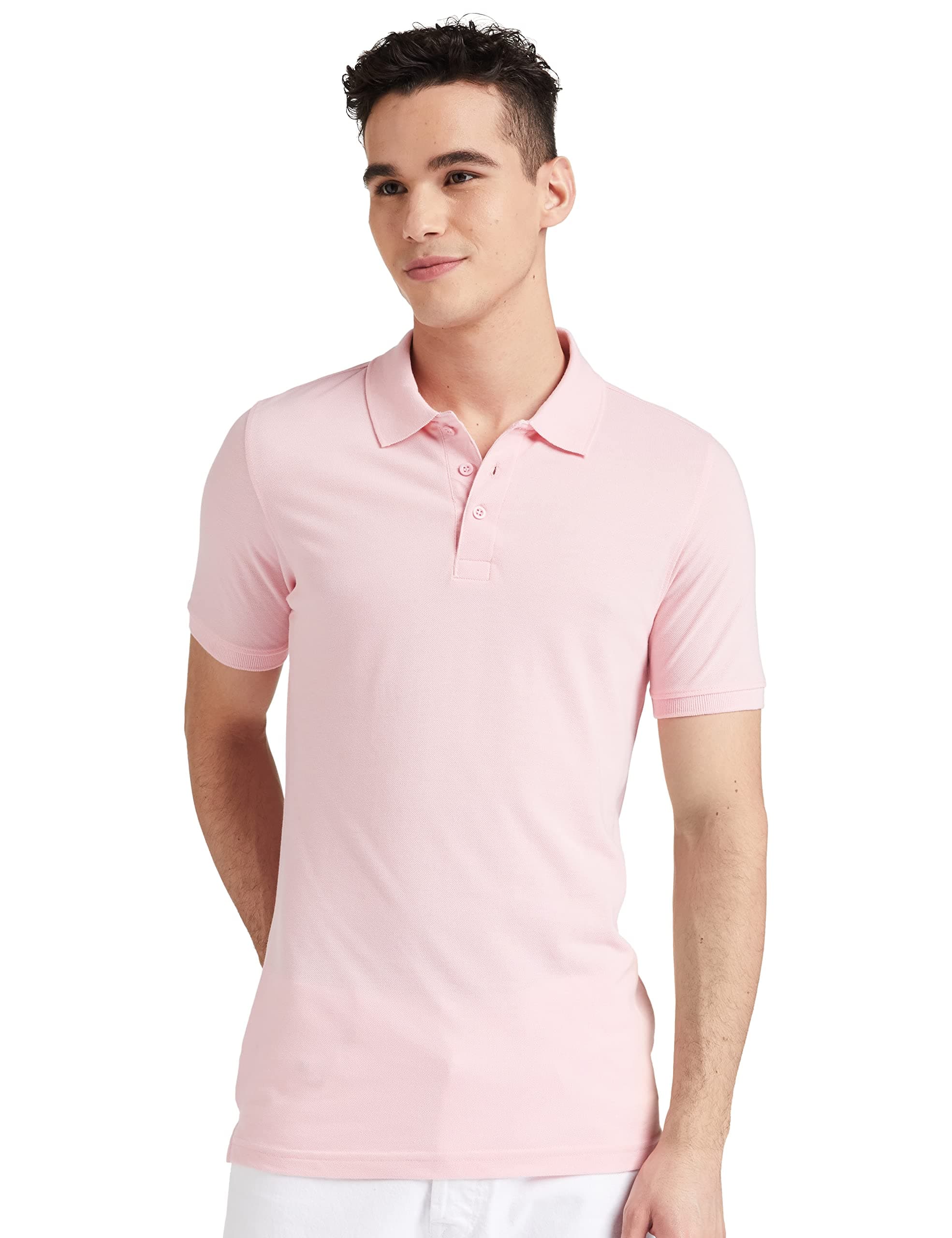 Amazon Brand - Symbol Men's Solid Regular Fit Half Sleeve Polo(AW17MPCP5_Pink_S)