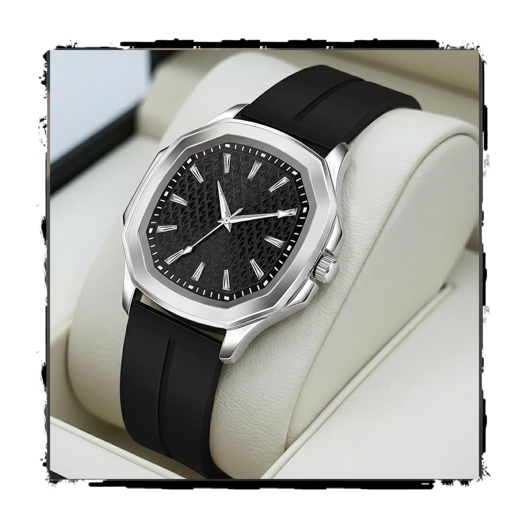 styledose Minimalist dial Softest Adjustable Silicon Belt Quartz Analog Wrist Watch for Men (Black)