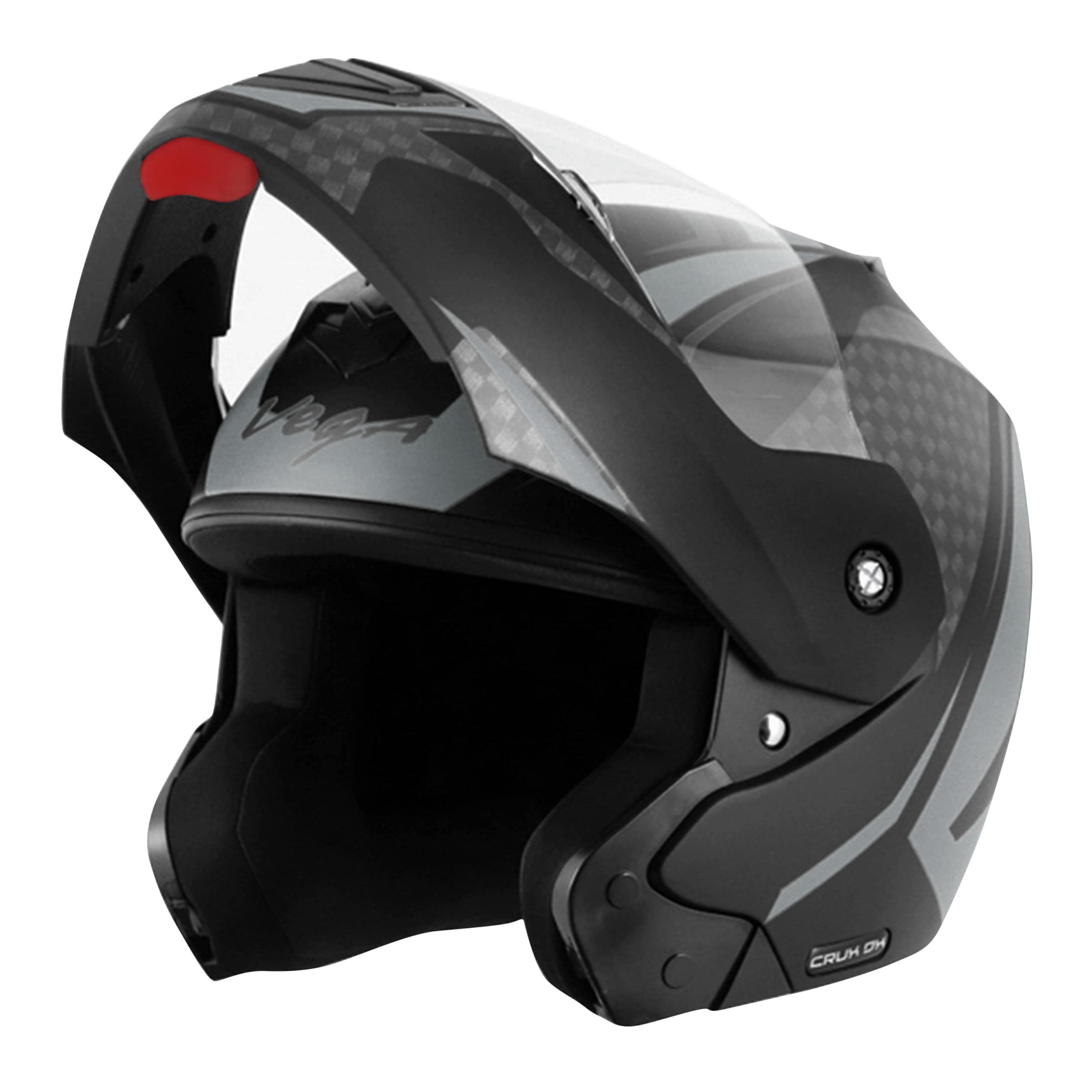 Vega Crux Dx Checks Dull Black Silver Helmet-L