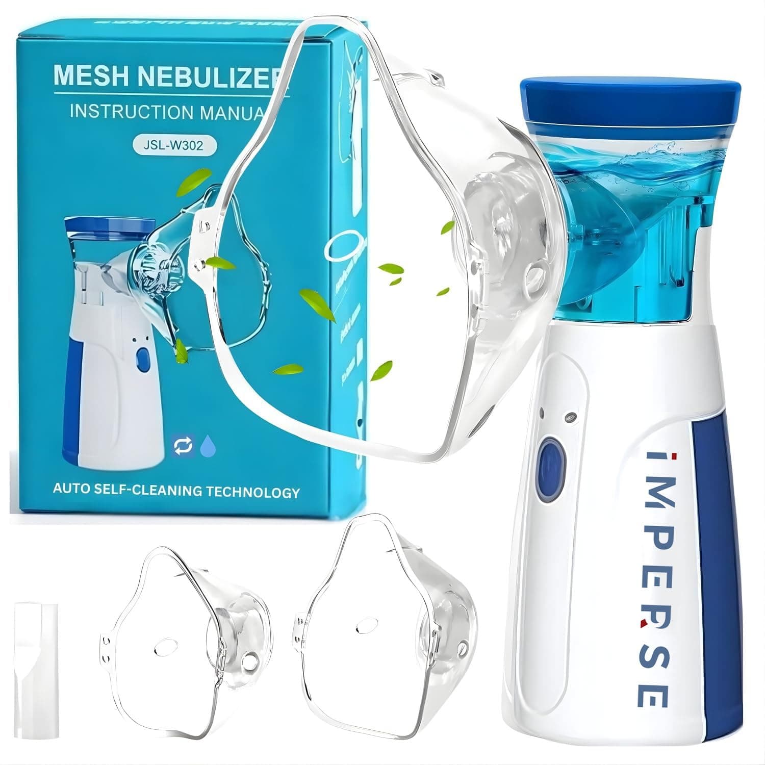 IMPERSE Nebulizer Machine for Baby, Kids and Adults, Silent Mini Vaporizers Handheld Atomizers Nebuliser for Cold, Cough, Steam Inhaler with Fine Mist Technology, for Home and Travel Use, Portable