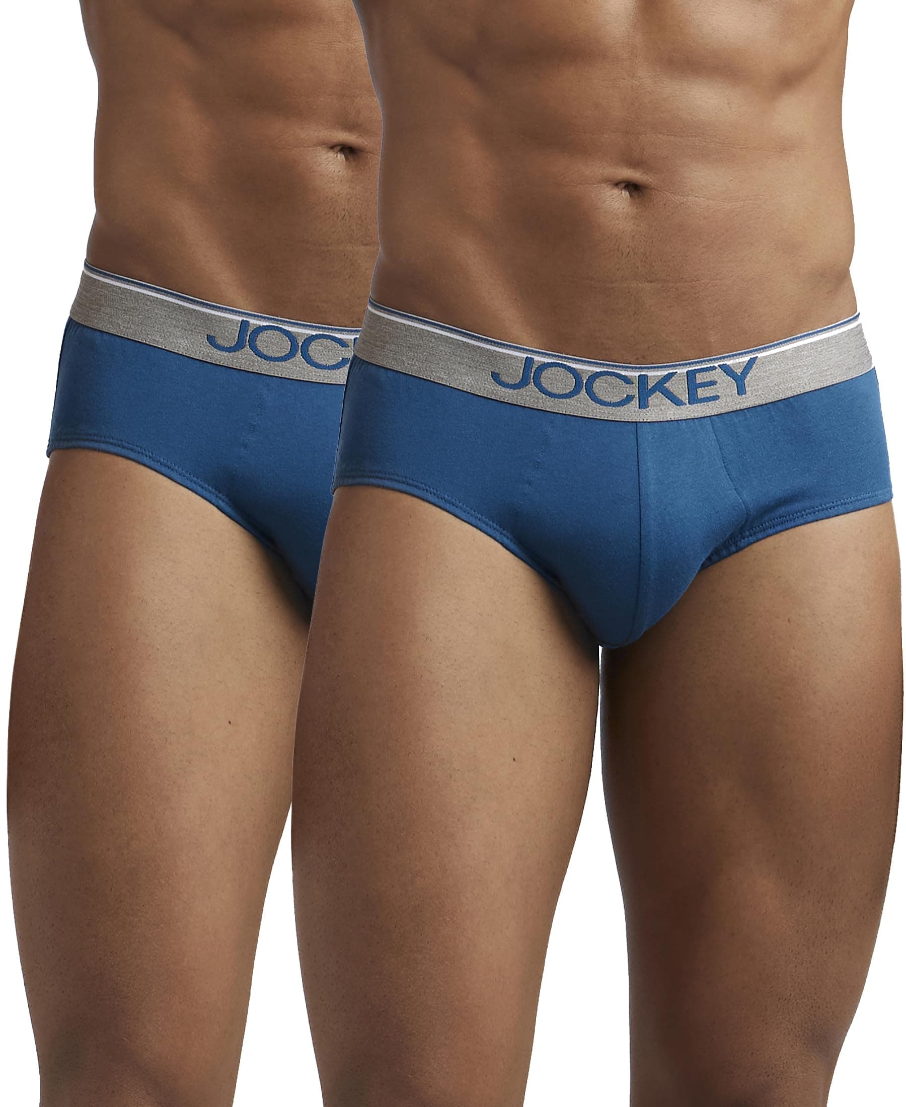 Jockey Men's Cotton Briefs (Pack of 2) (37832_Blue_L)
