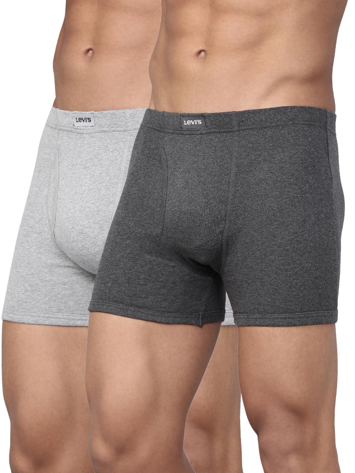 Levi's Men's Cotton BOXER BRIEF (Pack of 2) (PR8258BB_Lt G mel Dk G mel_M_Lt. Grey Melange,Dk. Grey Melange_M)
