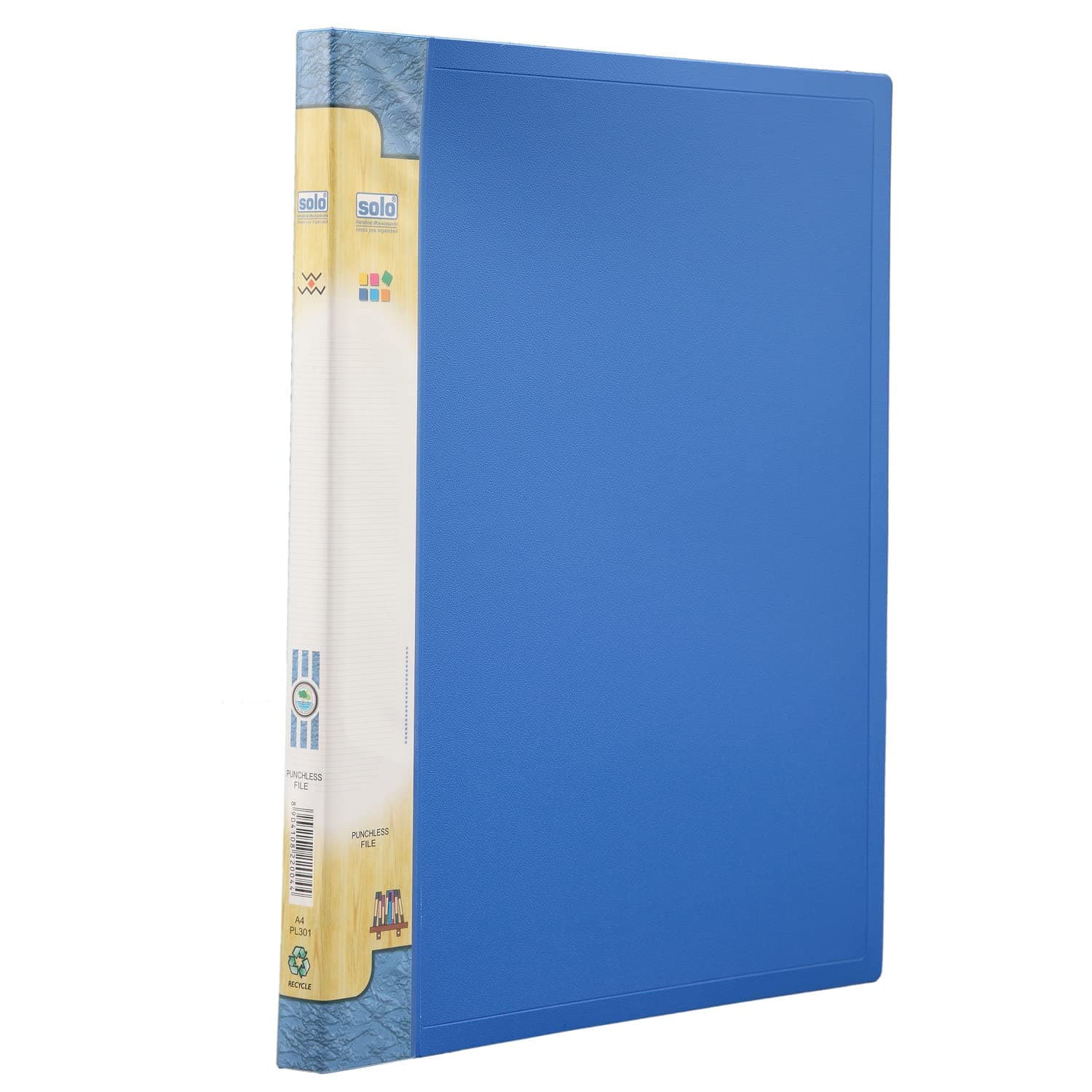 SOLO Punchless Adjustable Lever Clip File - A4 Size with Inside Transparent Inner Pocket | Multipurpose Professional File Folder for Office Paper Documents, Projects, Certificates & Portfolio (Blue)