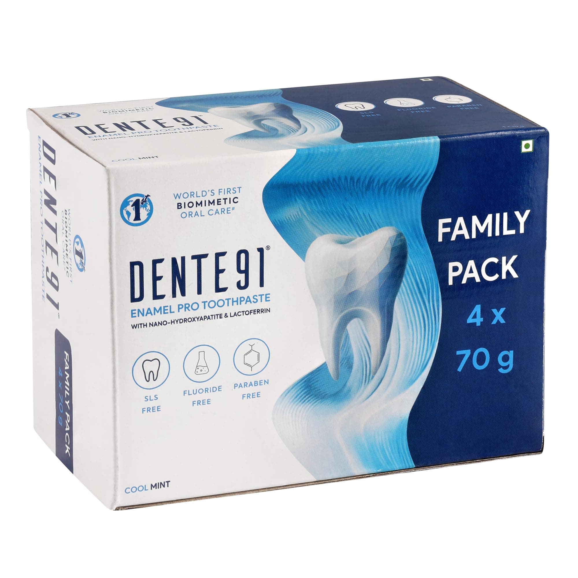 Dente91 Enamel Pro Toothpaste| Sensitivity Relief | Repairs Cavities | Fights Gum Disease | Reduces Bad Breath | Strengthens Enamel - Pack of 4, 4 X 70g