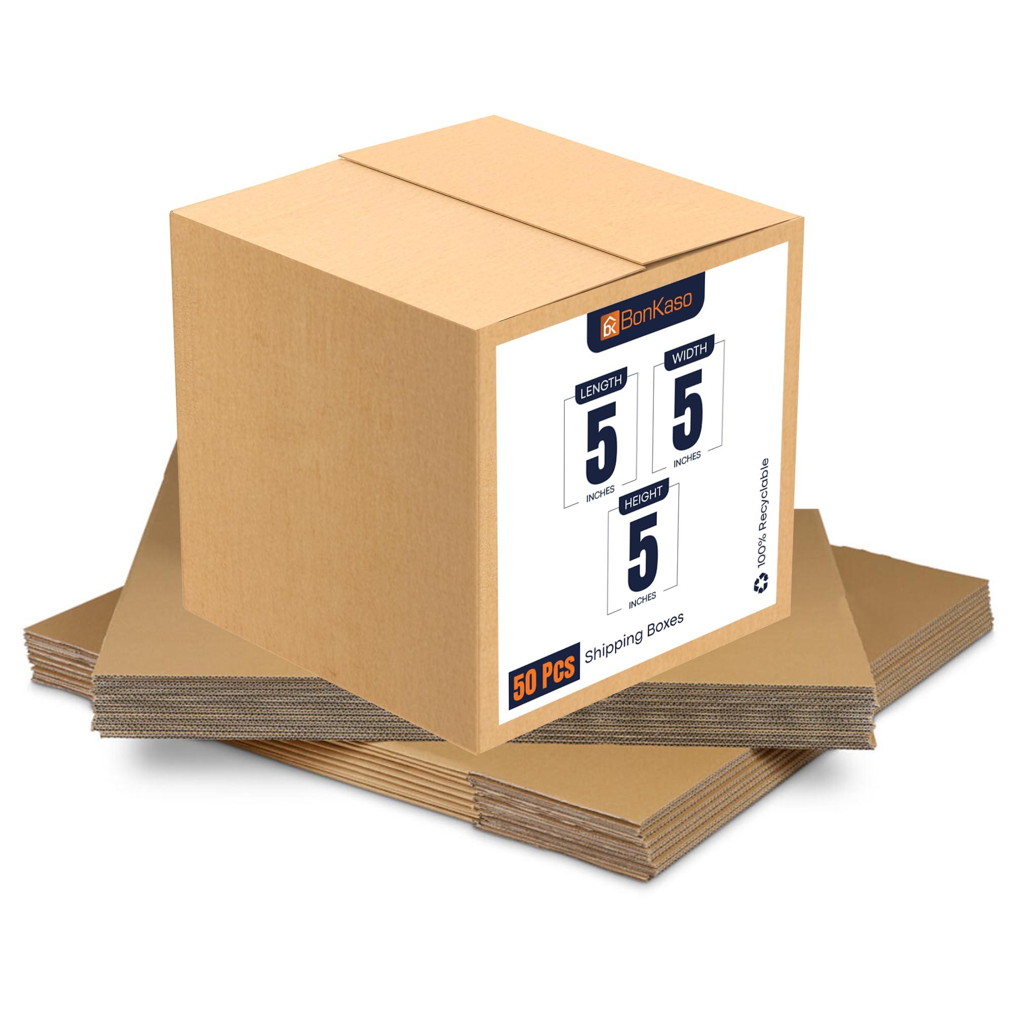 BonKaso 3 Ply Corrugated Boxes for Packaging | 5"x5"x5" (Pack of 50) | Brown Cardboard Packing Boxes for Shipping, Moving & Storage | Carton Box for Courier & Goods Transportation