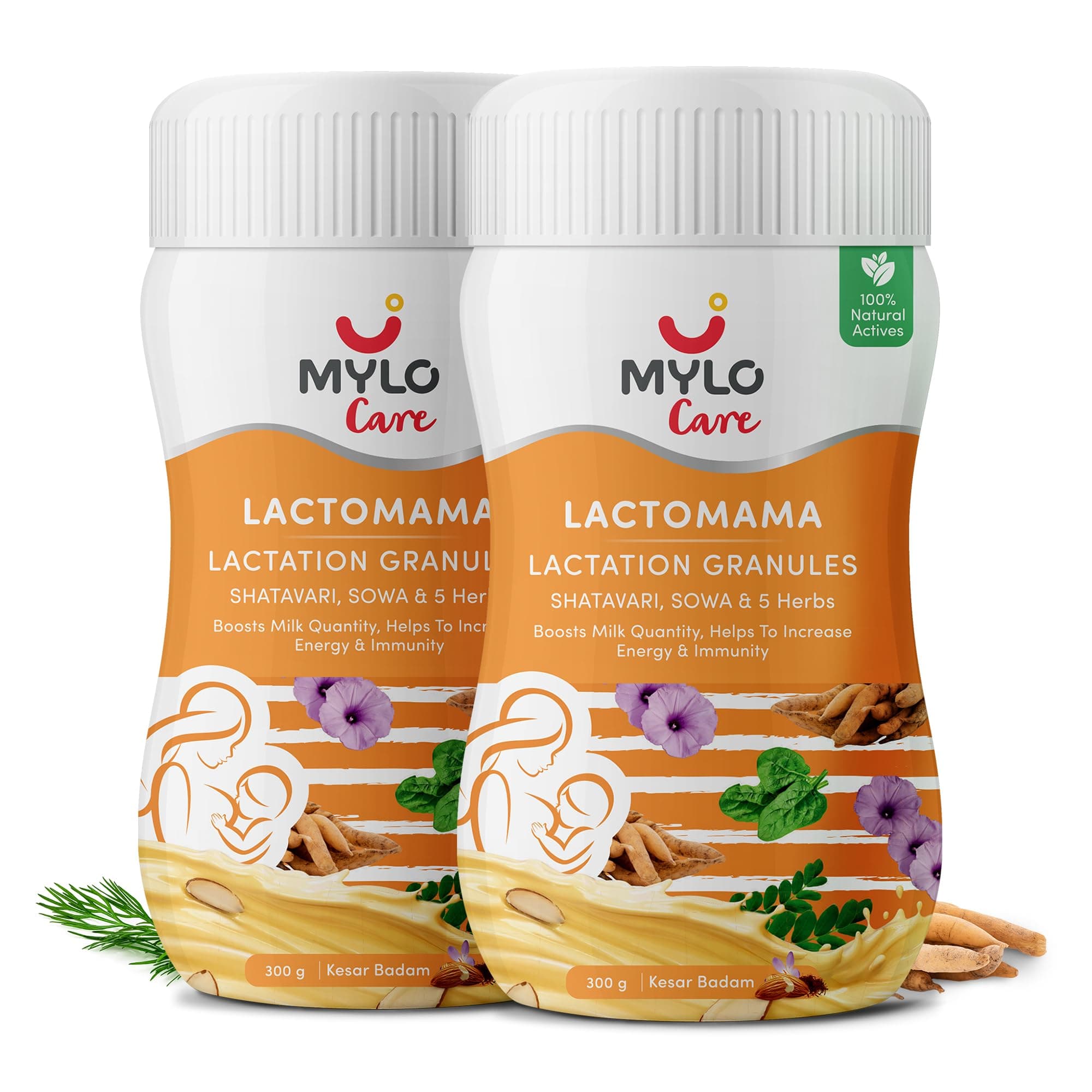 Mylo Lactomama Lactation Granules (Kesar Badam Flavour, 300 g (Pack of 2))