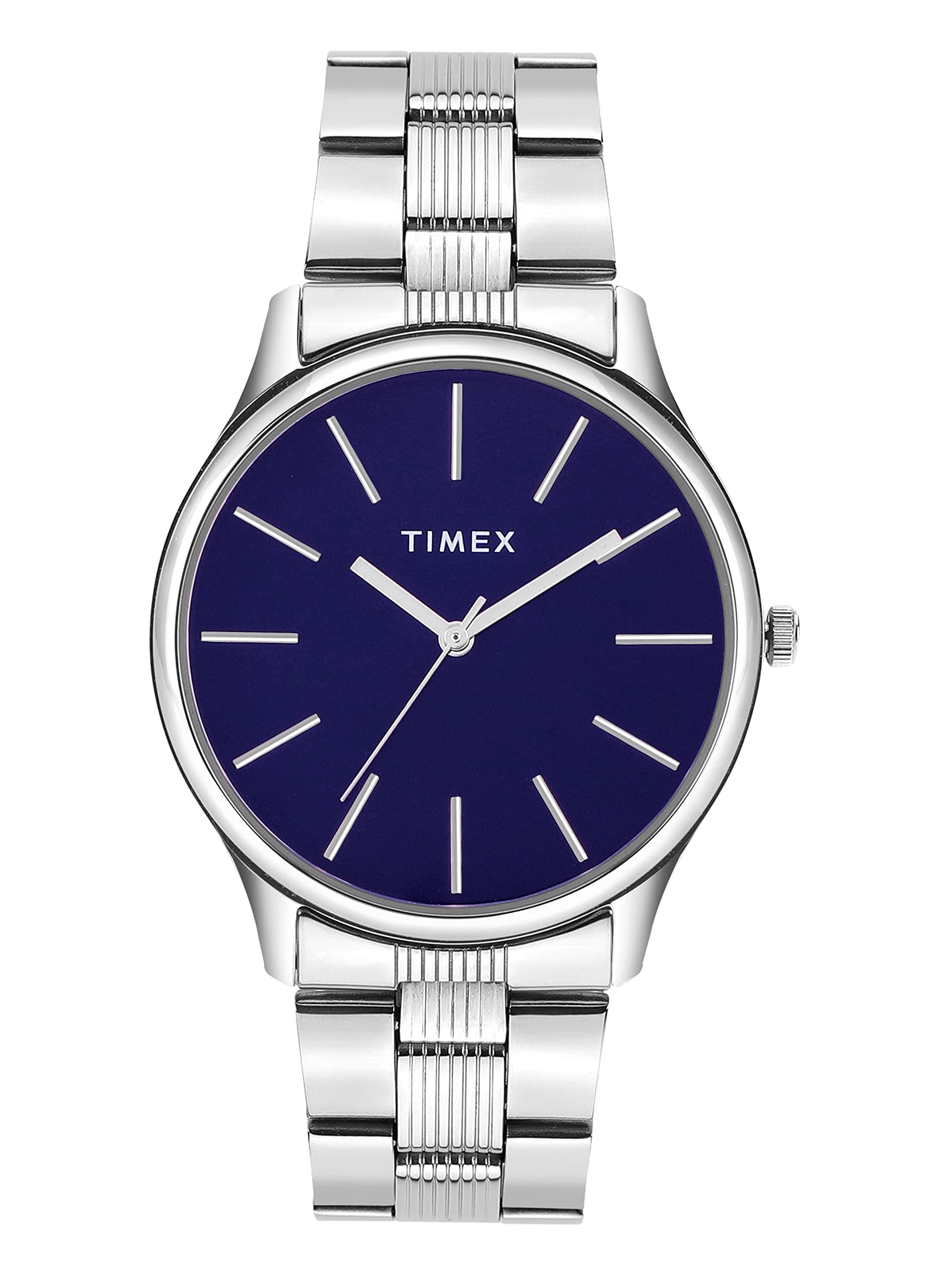 TIMEX Analog Watch for man with Blue Round Dial & Silver Stainless Steel Bracelet Band Water Resistant Men's Wrist Watches - TWTG73SMU01