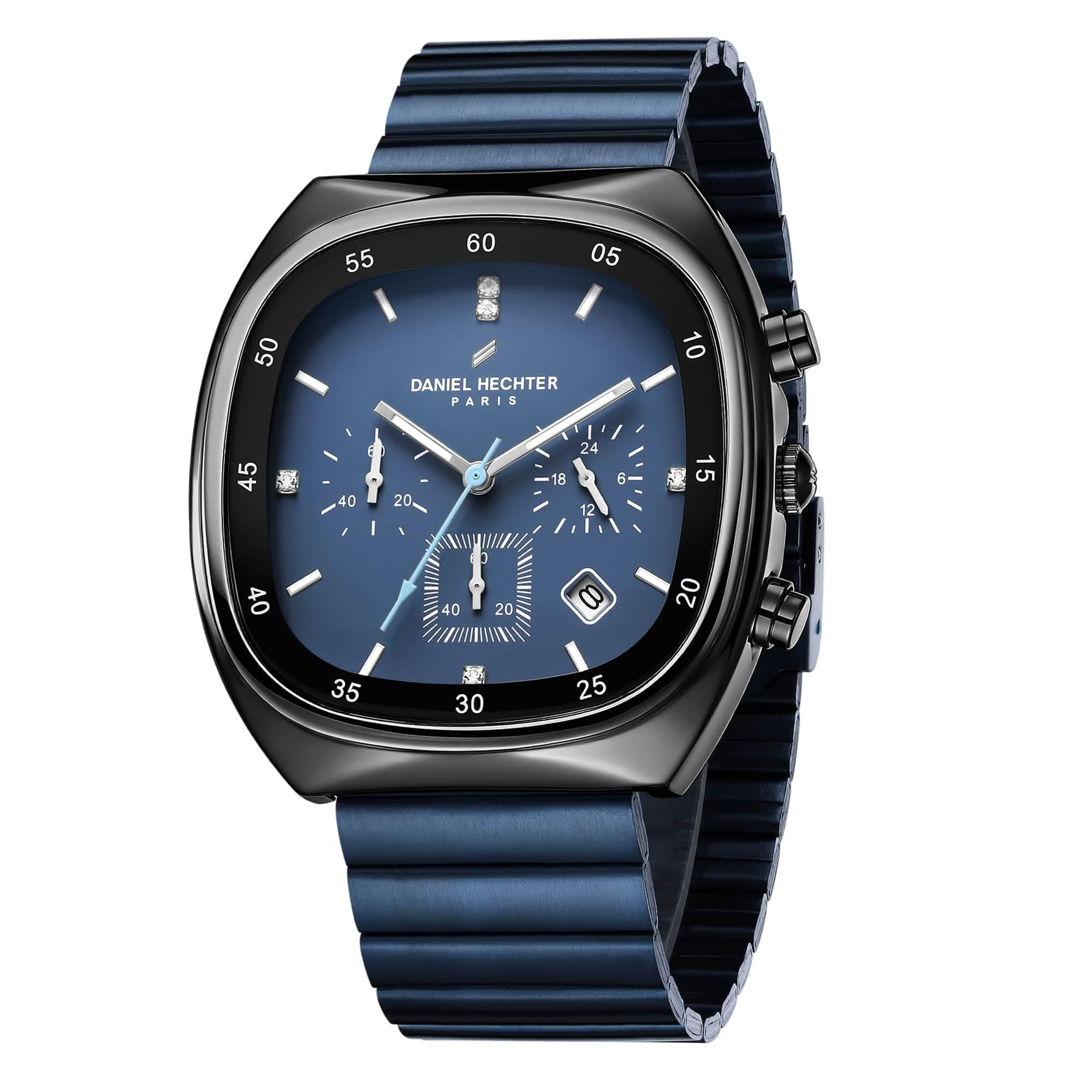 Daniel Hechter Paris Bercy Collection Modern Chronograph Watch for Men with Square Dial and Stainless Steel Strap