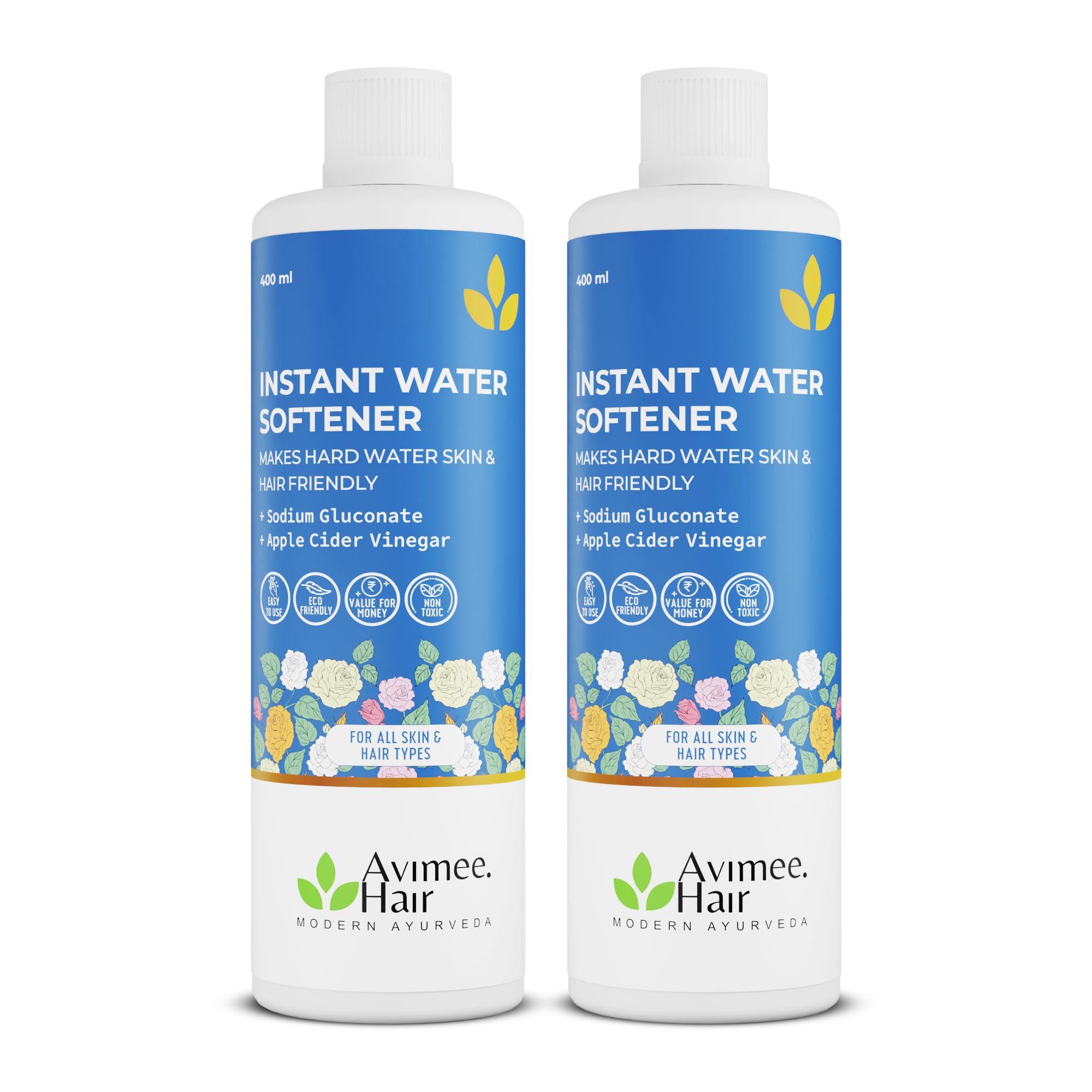 Avimee Herbal Instant Water Softener | Makes Your Water Hair & Skin Friendly | Reduces Hair Fall & Skin Itching | Disables Hardness & Maintains pH Level | Non Toxic &100% Safe (400ml each (Pack of 2))