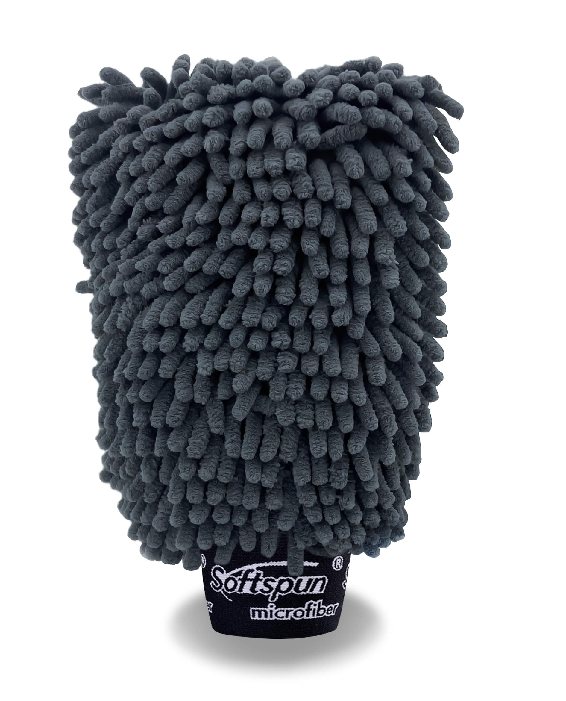 SOFTSPUN Microfiber Double Side Chenille Mitt, 1 Piece, 1700 GSM, Grey! Multi-Purpose Super Absorbent and Perfect Wash Cleaning for Bike Auto, Cars Both Interior and Exterior.