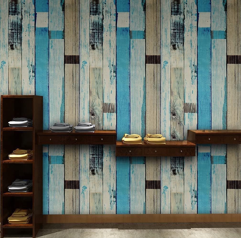 HOMEMATES Self-Adhesive Wallpaper Waterproof Old Furniture Vinyl Stickers Wooden Door Wardrobe Desktop PVC Wall Papers 45 X 304 CM- (Wooden Plank 2)